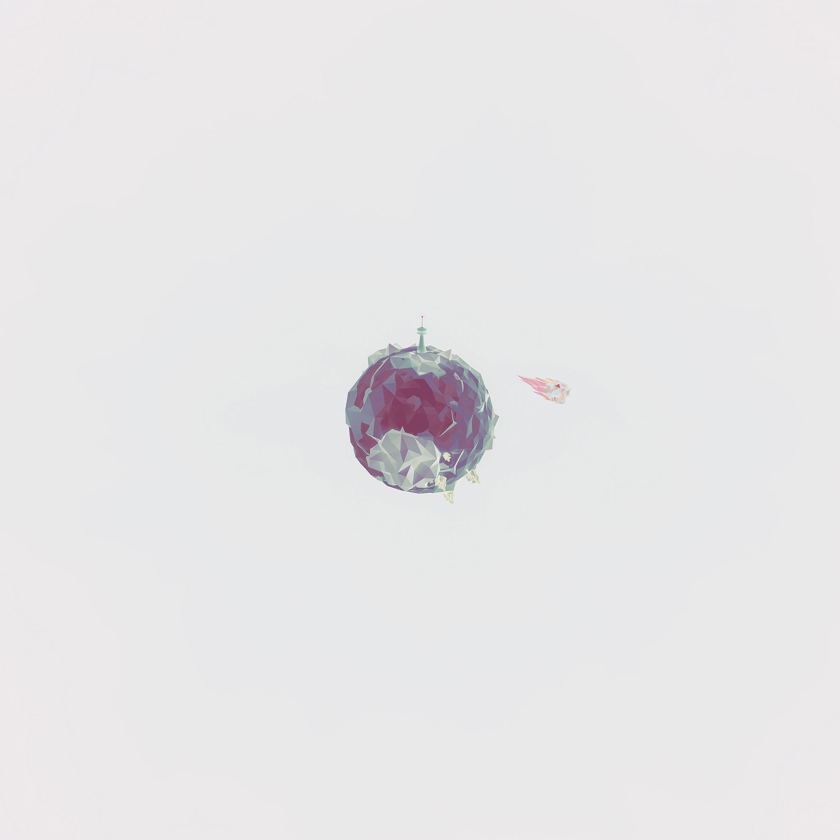 2732x2732 Polygon Planet Cute Minimal Simple Art White Wallpaper