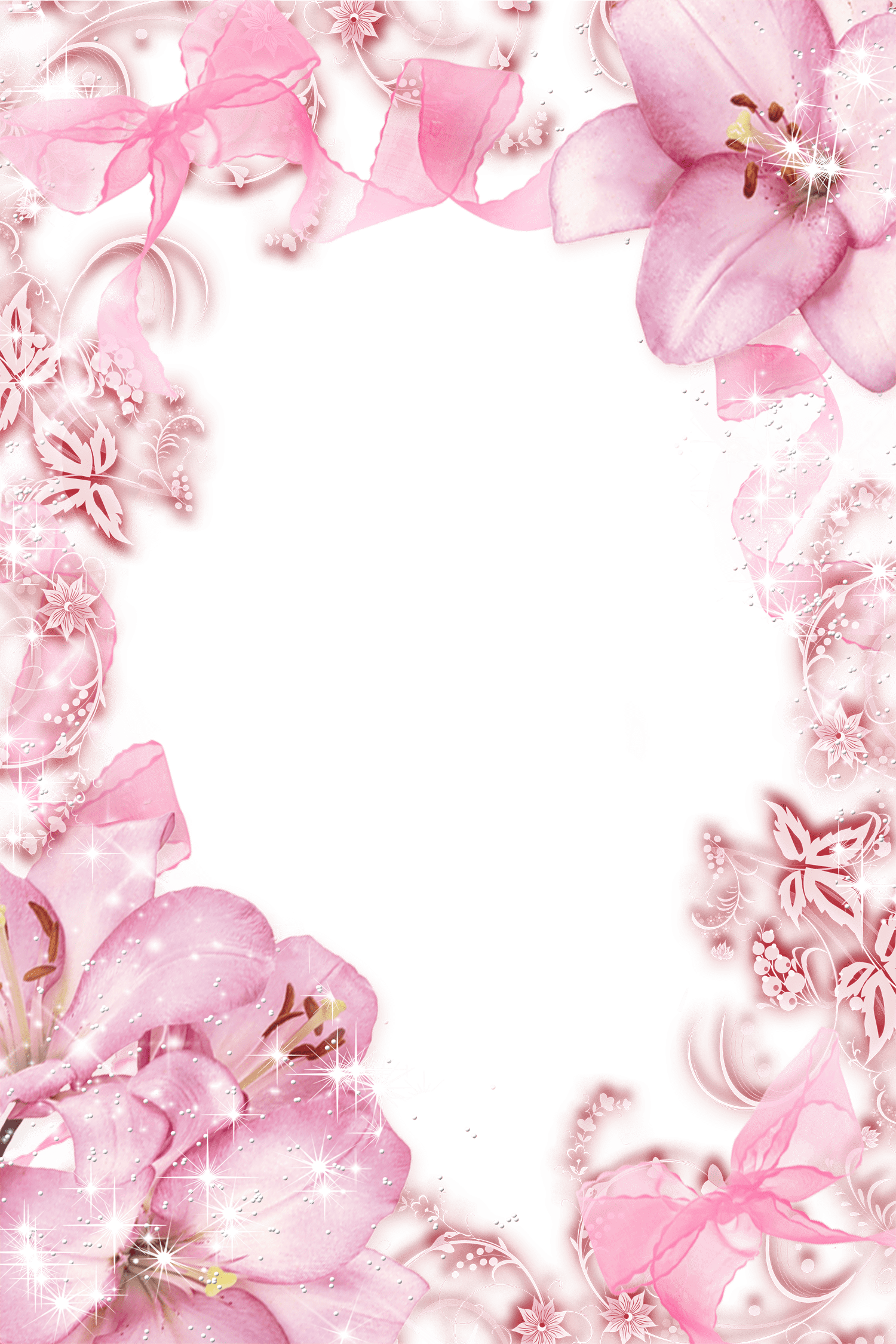 1500x2250 Pink flowers border png, Picture pink flowers border png