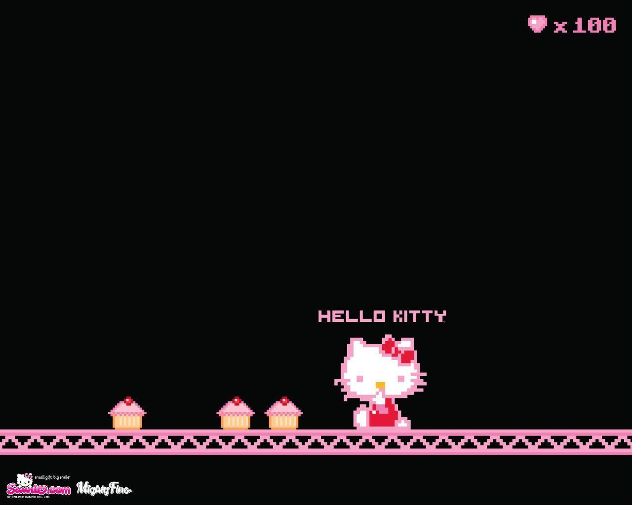 1280x1024 Hello Kitty Pink And Black Love Wallpaper HD Resolution #xAGqI