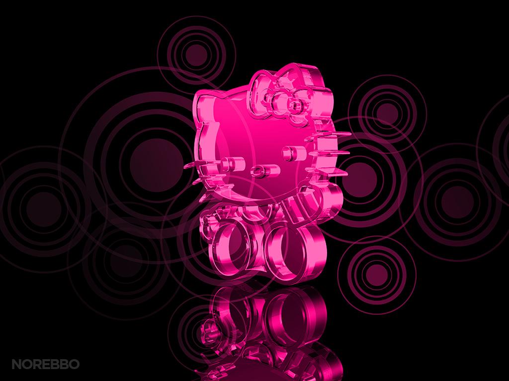 1024x768 Black And Pink Hello Kitty Wallpaper, 41.68 Kb