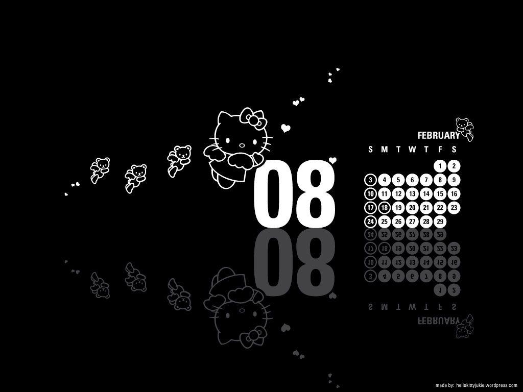 1024x768 Hello Kitty Black Background