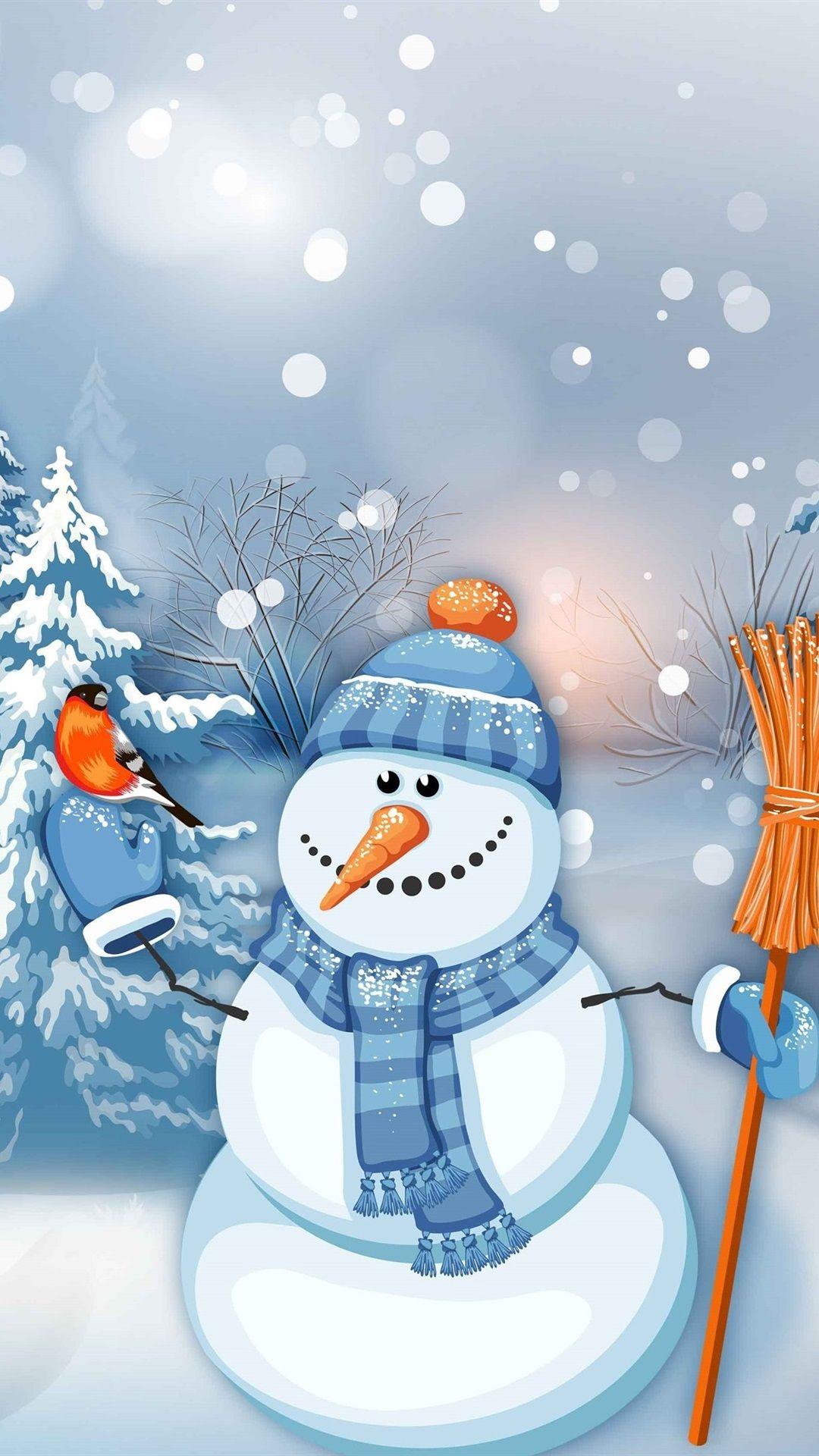 Download wallpaper 800x1200 snowman winter christmas new year cute  illustration iphone 4s4 for parallax hd background