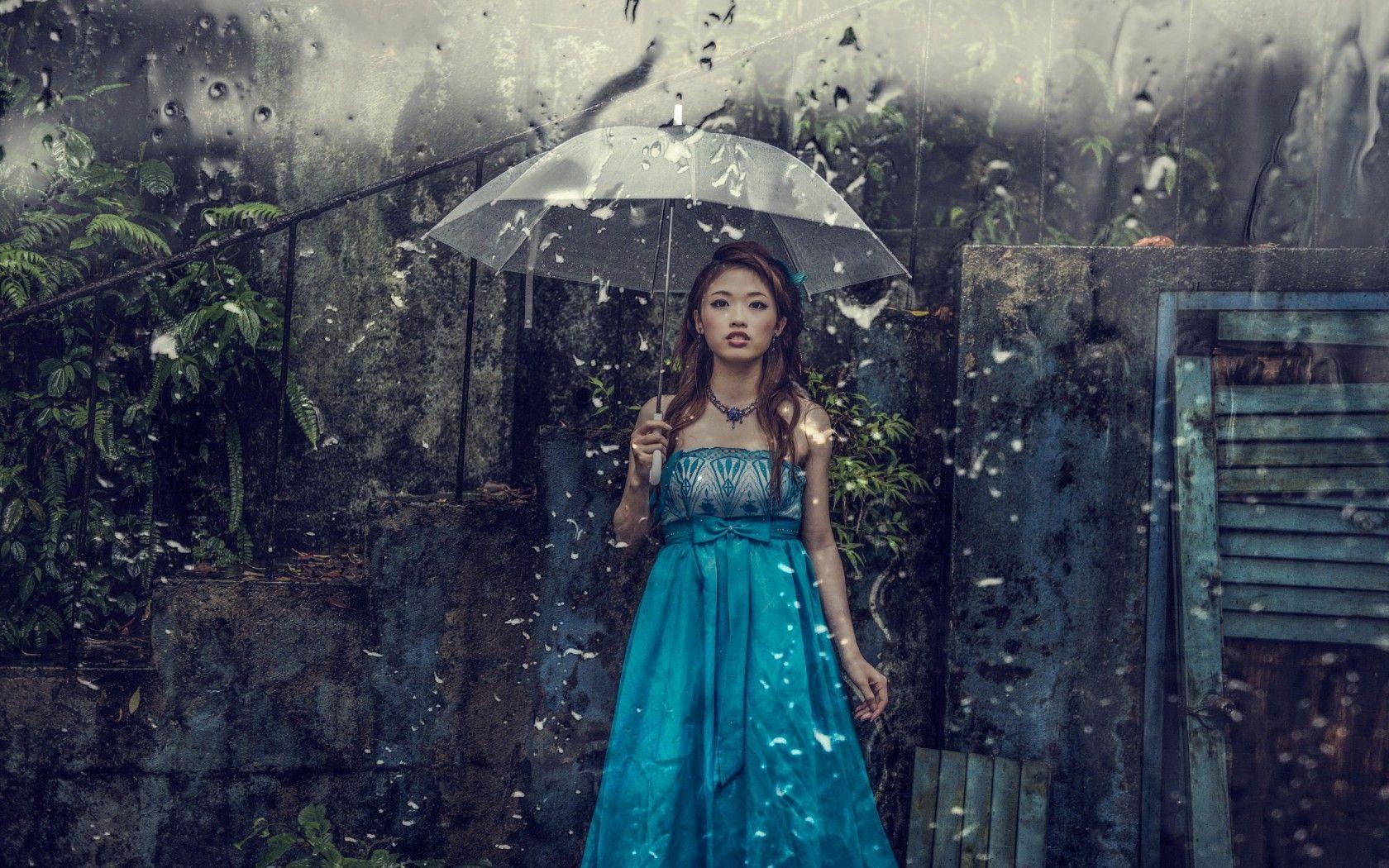 1680x1050 Free download asian girls with umbrellas Asian Girl Umbrella Rain