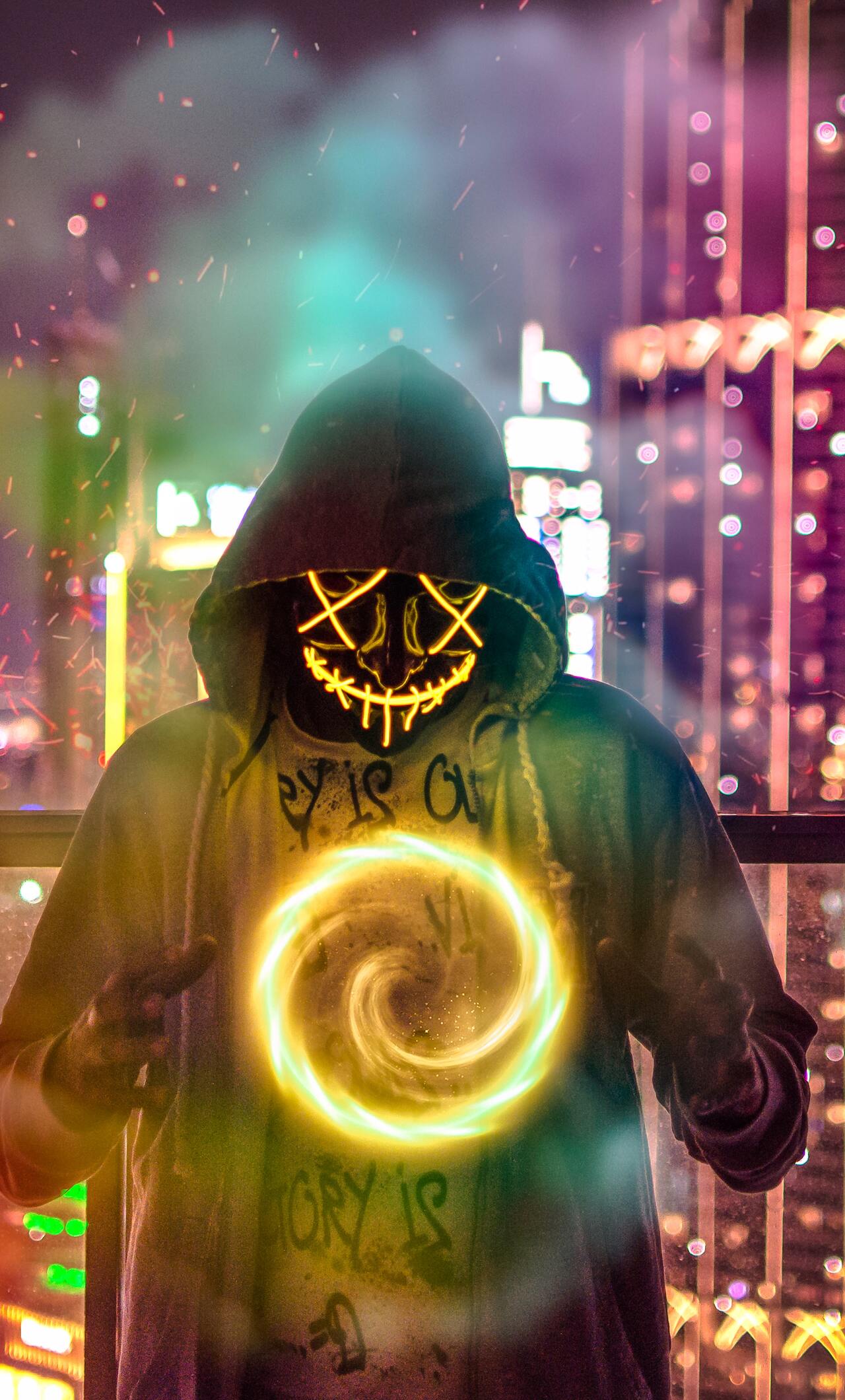 1280x2120 Mask Guy Performing Chakra iPhone HD 4k Wallpaper, Image, Background, Photo and Picture
