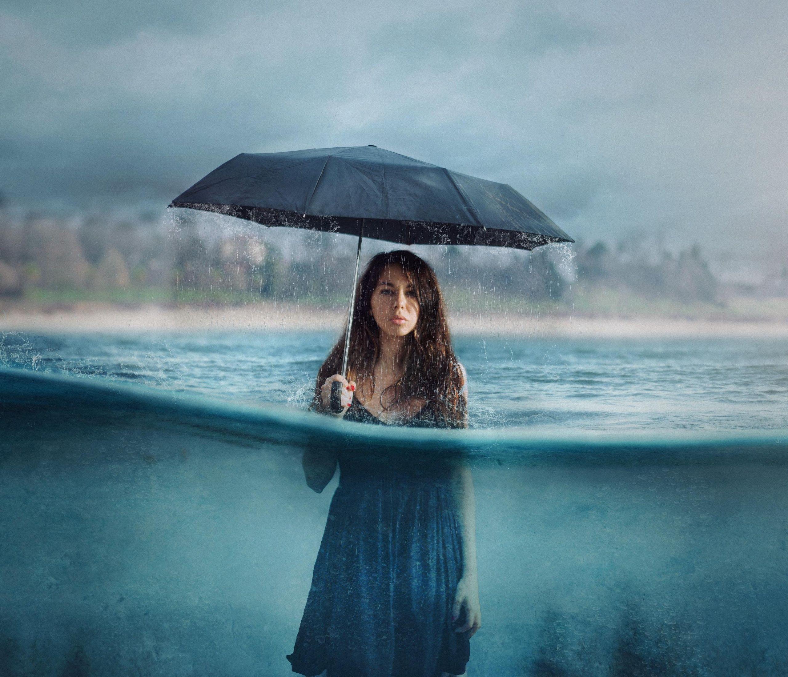 2560x2200 #women, #underwater, #rain, #umbrella, wallpaper. People