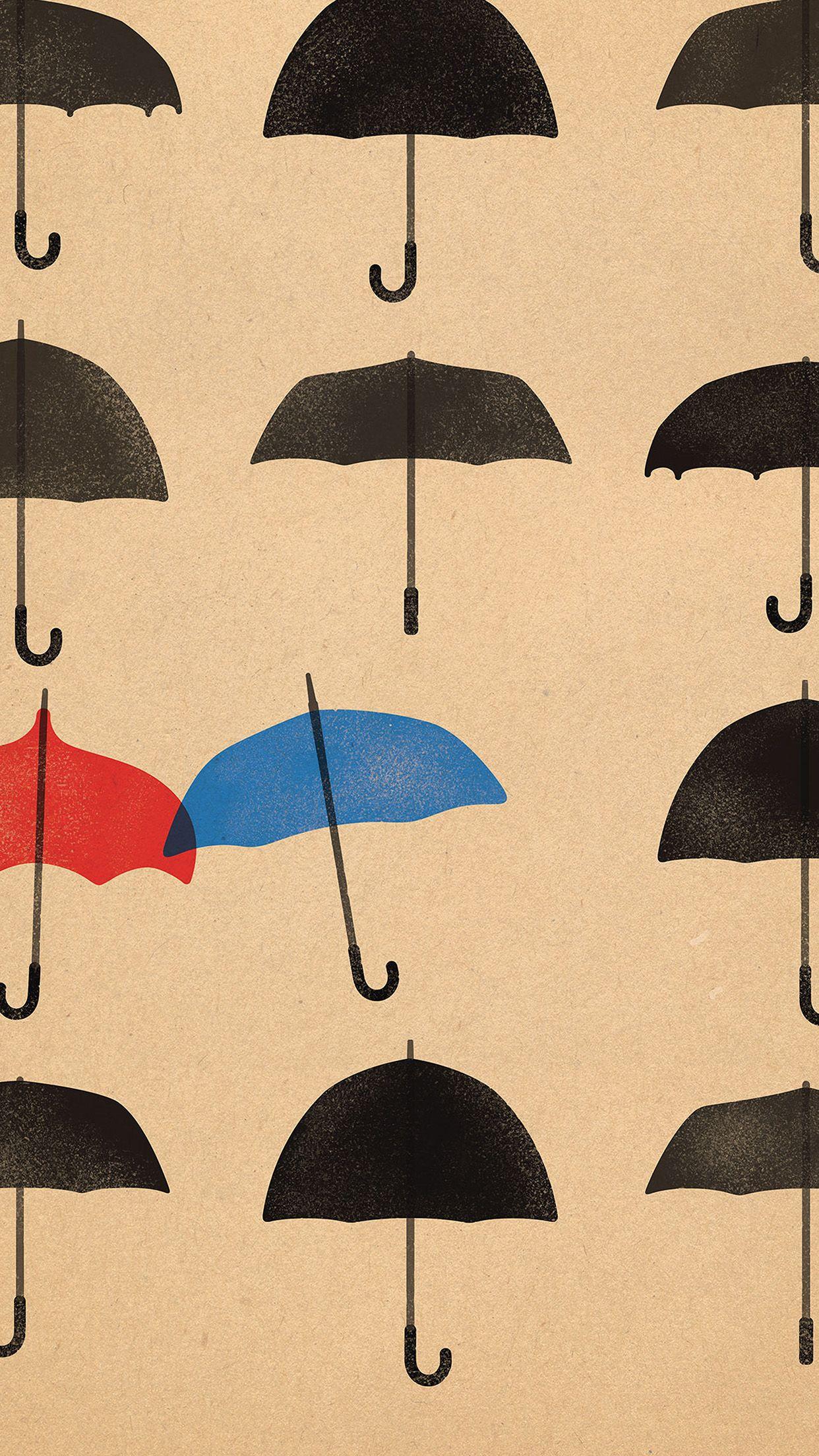 1242x2208 Blue Umbrella Cute Minimal Art Disney