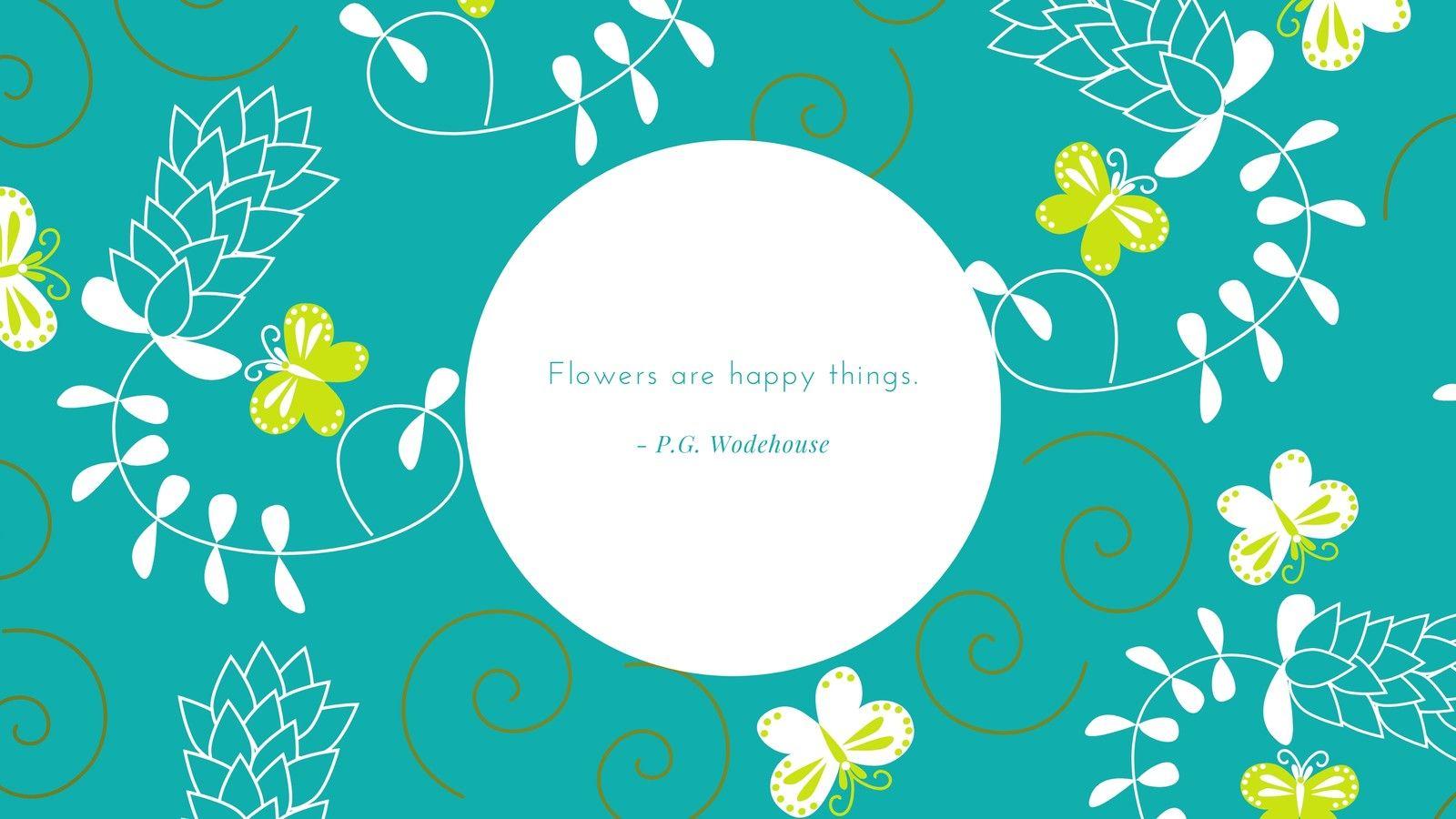 1600x900 Green Illustrated Insects and Flowers Creative Desktop Wallpaper