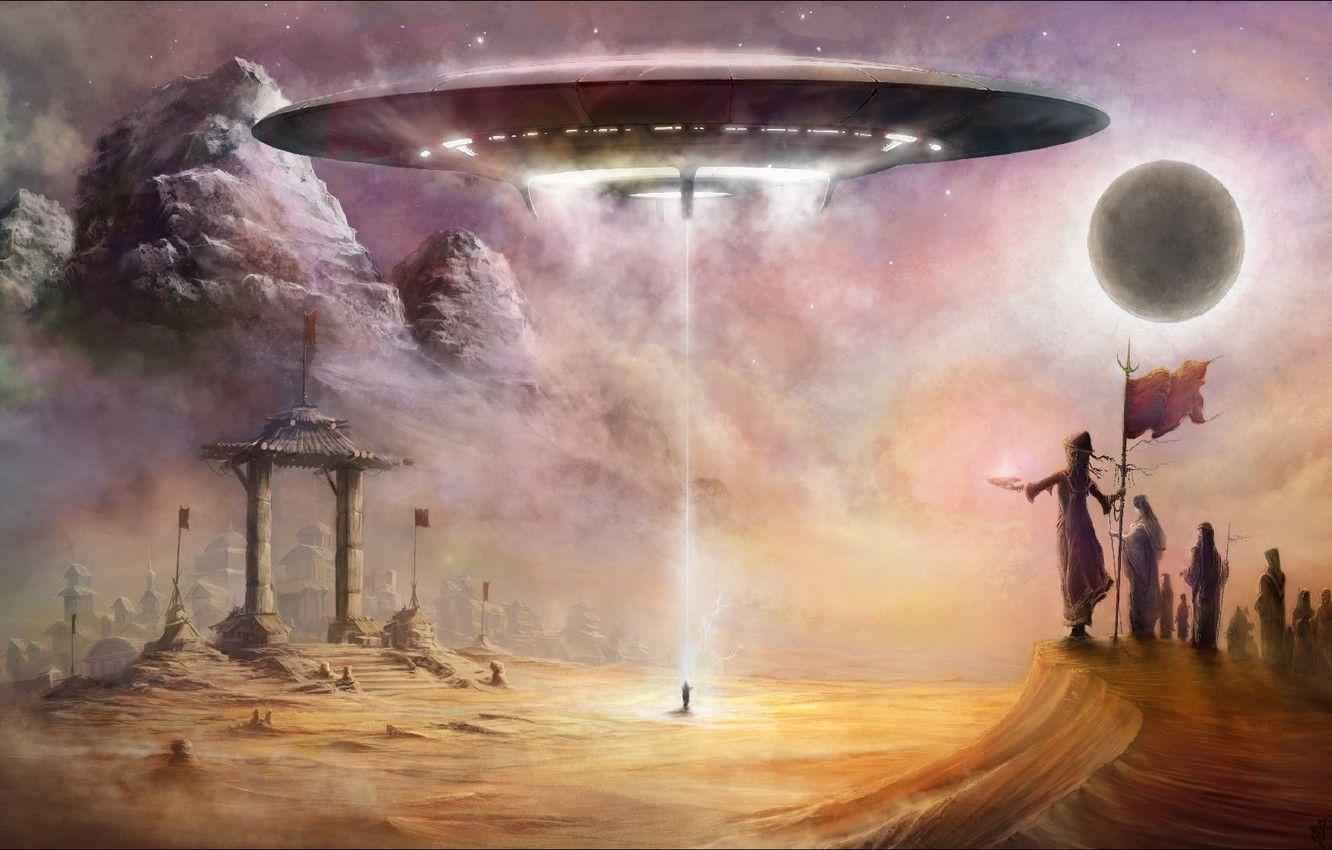 1332x850 Wallpaper fantasy, Art, fantastic, UFO image for desktop, section