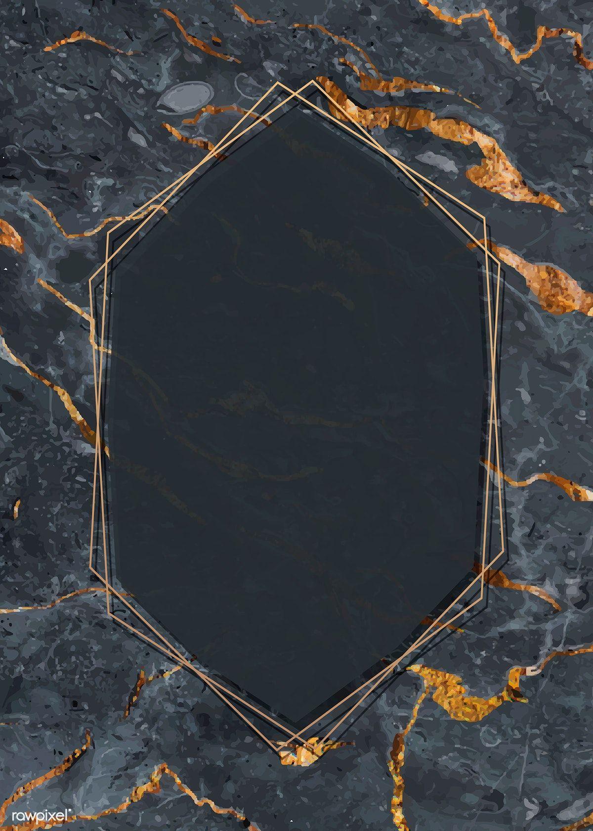 1200x1680 Download premium image of Golden frame hexagon on a marble