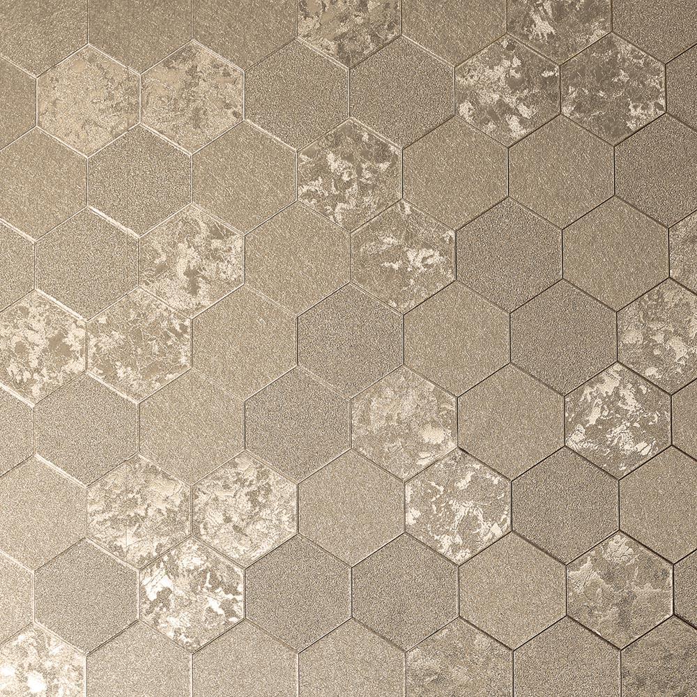 1000x1000 Vinyl Wallpaper Graphically Hexagon Gold Glossy 294701