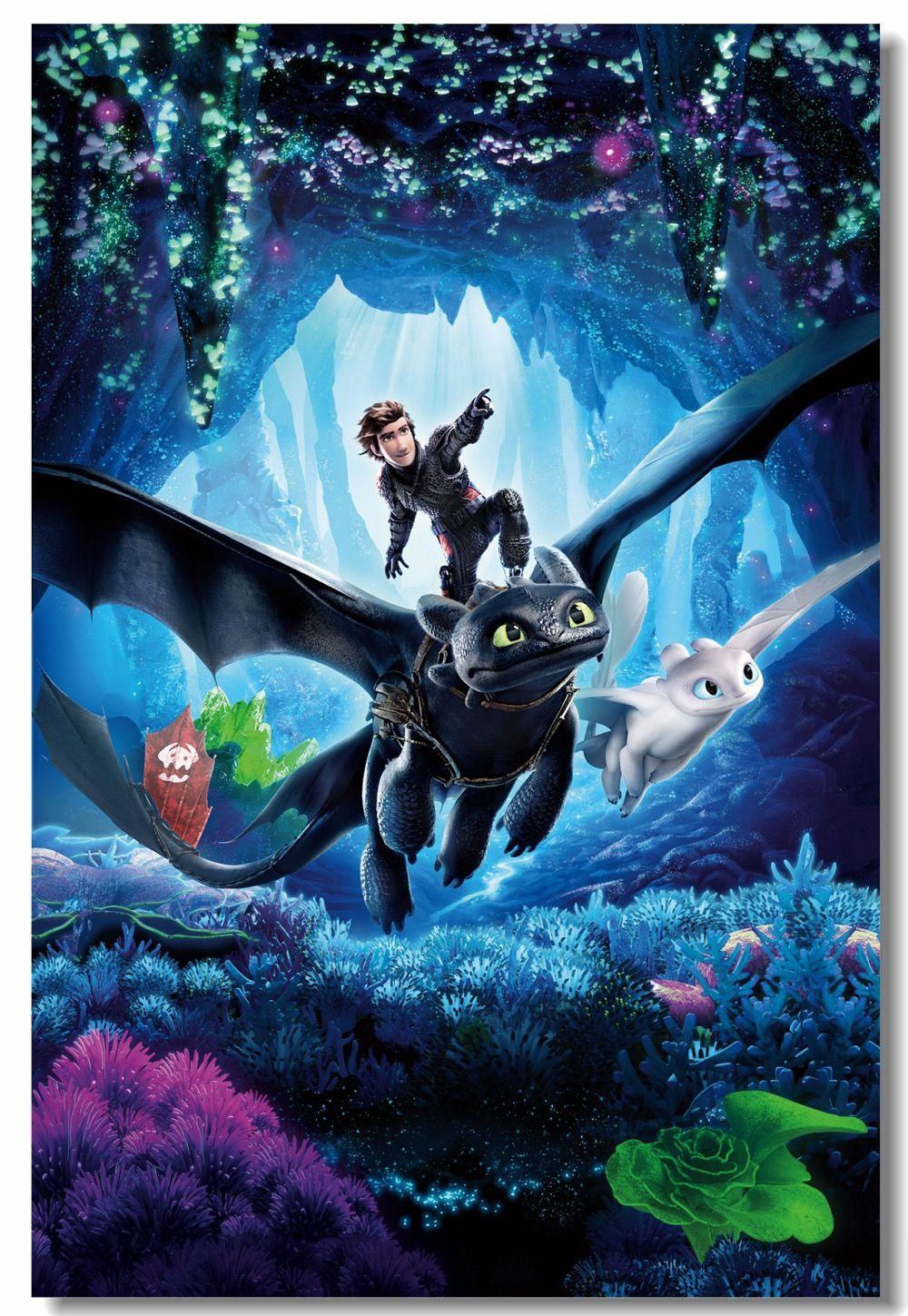 1000x1449 Custom Canvas Wall Arts How To Train Your Dragon 3 Poster Night
