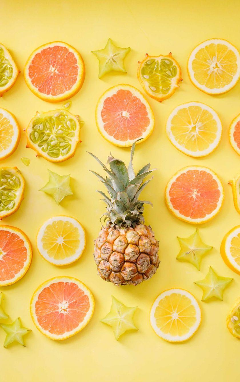 840x1336 Download 840x1336 wallpaper citrus, lemon, pineapple, fruits