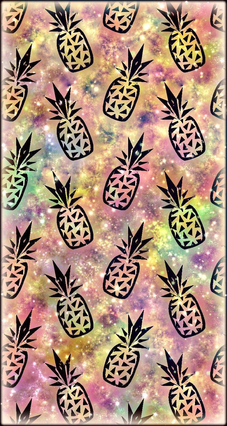 744x1392 Galaxy pineapples pattern. Pineapple background, Pineapple