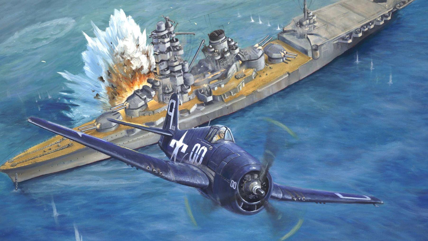 1805x1015 Military, Direct, Hit, Ocean, Painting, Hellcat, Ww, Plane, War