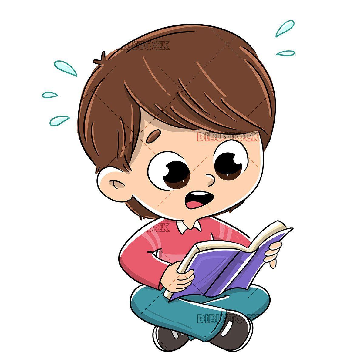 1200x1200 Boy reading a book surprised. Cute cartoon wallpaper, Student