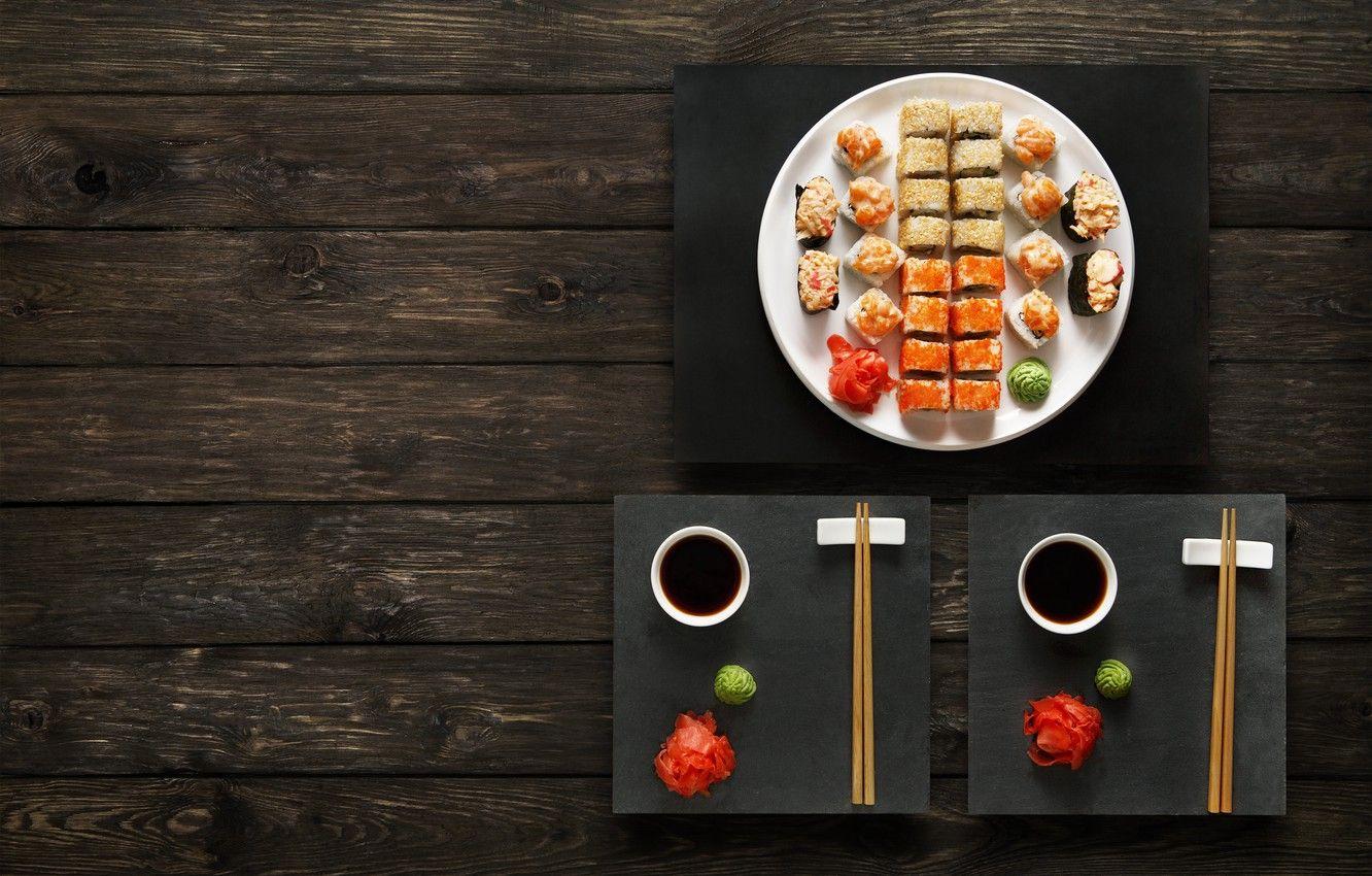 1332x850 Wallpaper sticks, sauce, sushi, sushi, rolls, ginger, set, wasabi