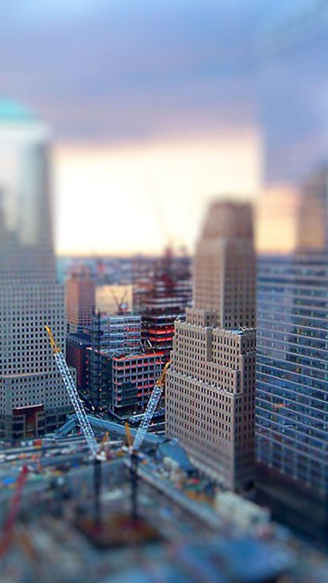 1080x1920 Tilt Shift City Construction Android Wallpaper free download