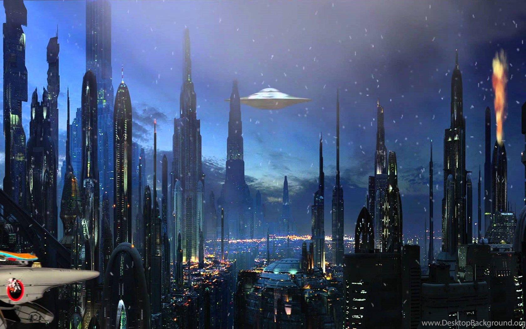 1680x1050 Space City Animation YouTube Desktop Background