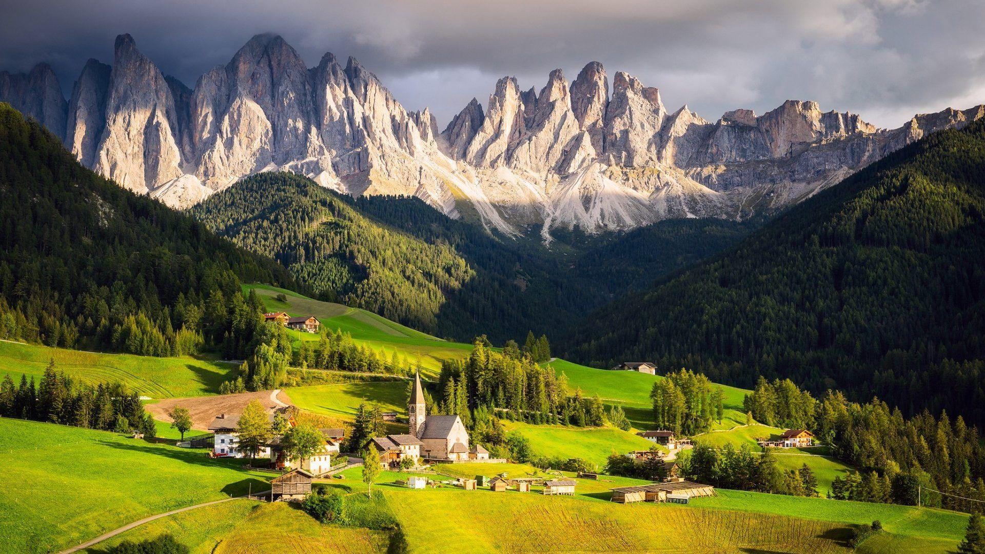1920x1080 Churches Tag wallpaper: Nature Autumn Houses Reflections Lakes
