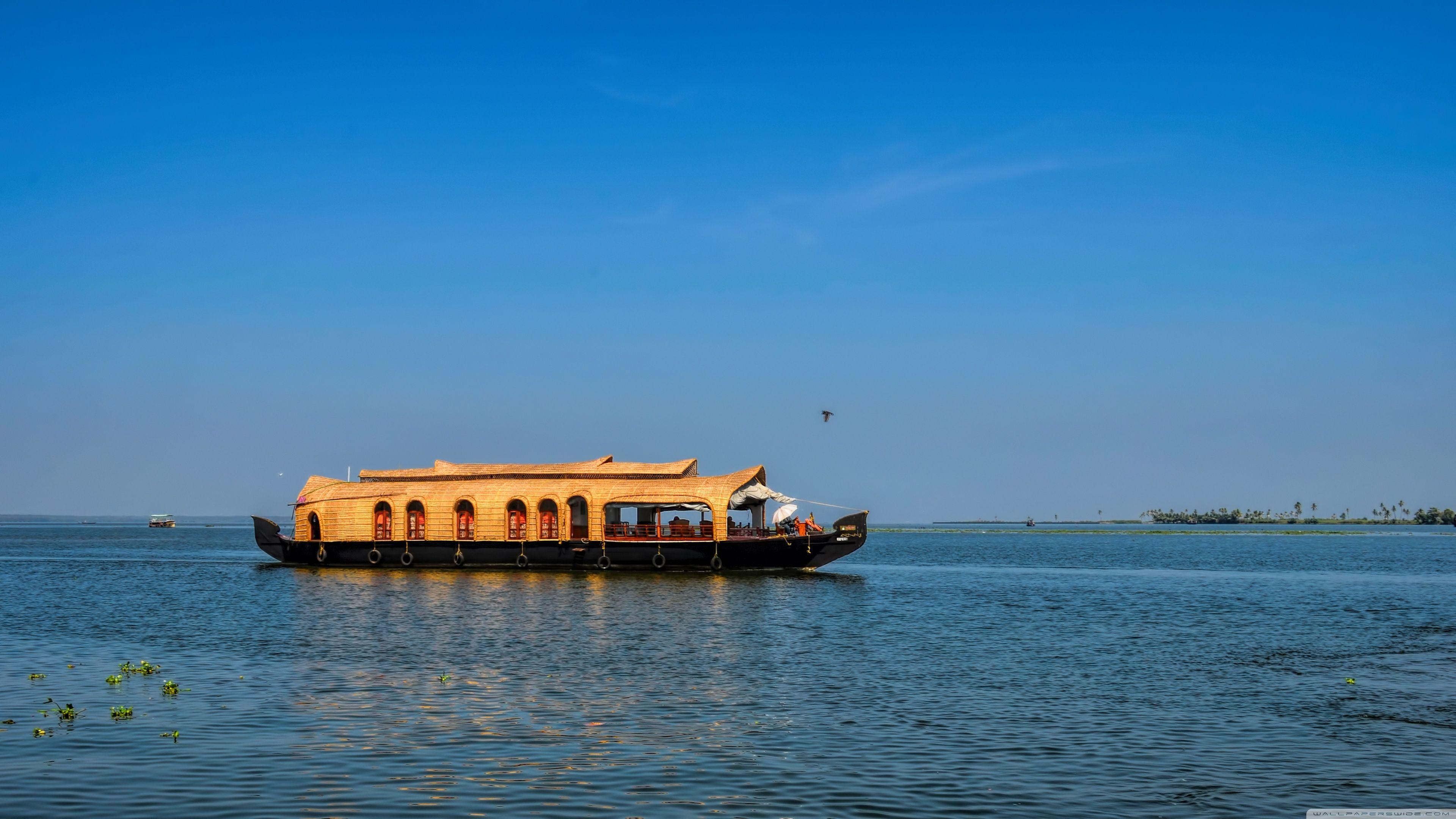 3840x2160 House Boat Kerala Ultra HD Desktop Background Wallpaper