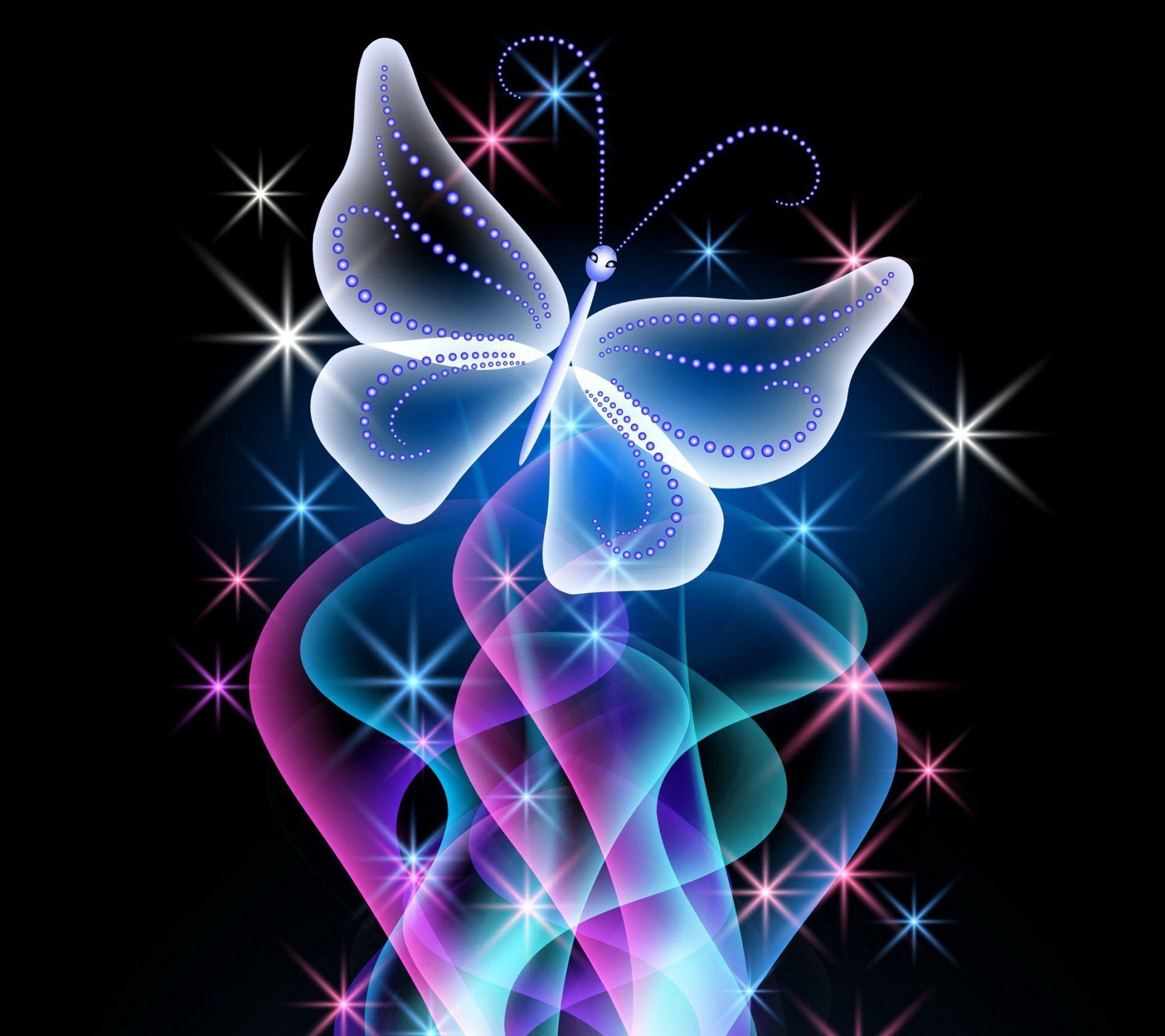1920x1707 neon butterfly abstract blue pink sparkle glow design HD wallpaper