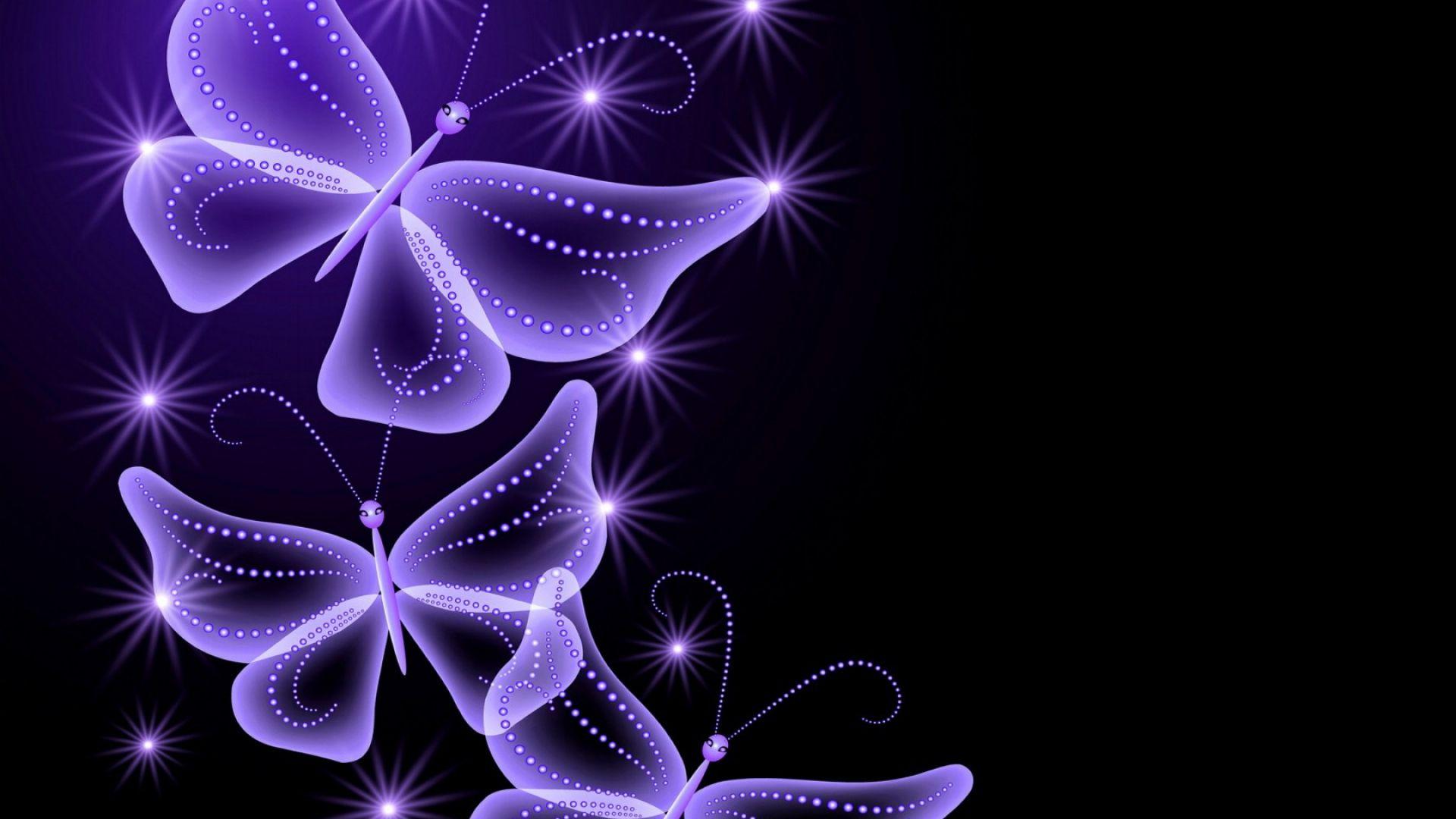1920x1080 Download Wallpaper 1920x1080 neon, butterflies, abstract, purple