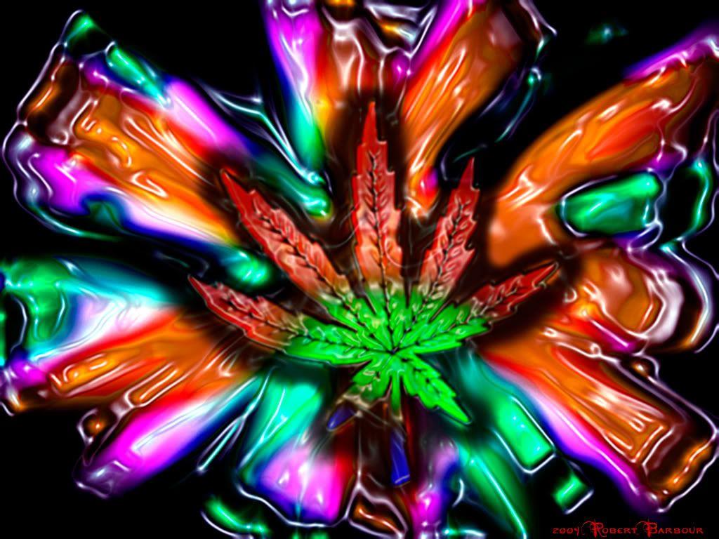 1024x768 Marijuana Trippy Wallpaper