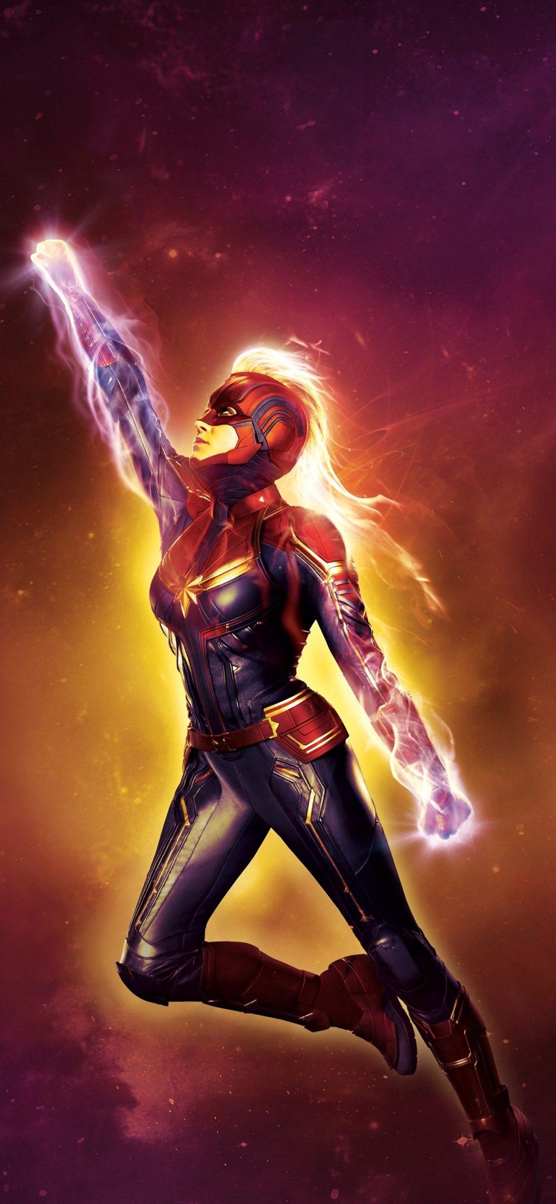 1125x2436 Download 1125x2436 Captain Marvel, Digital Art, Superhero