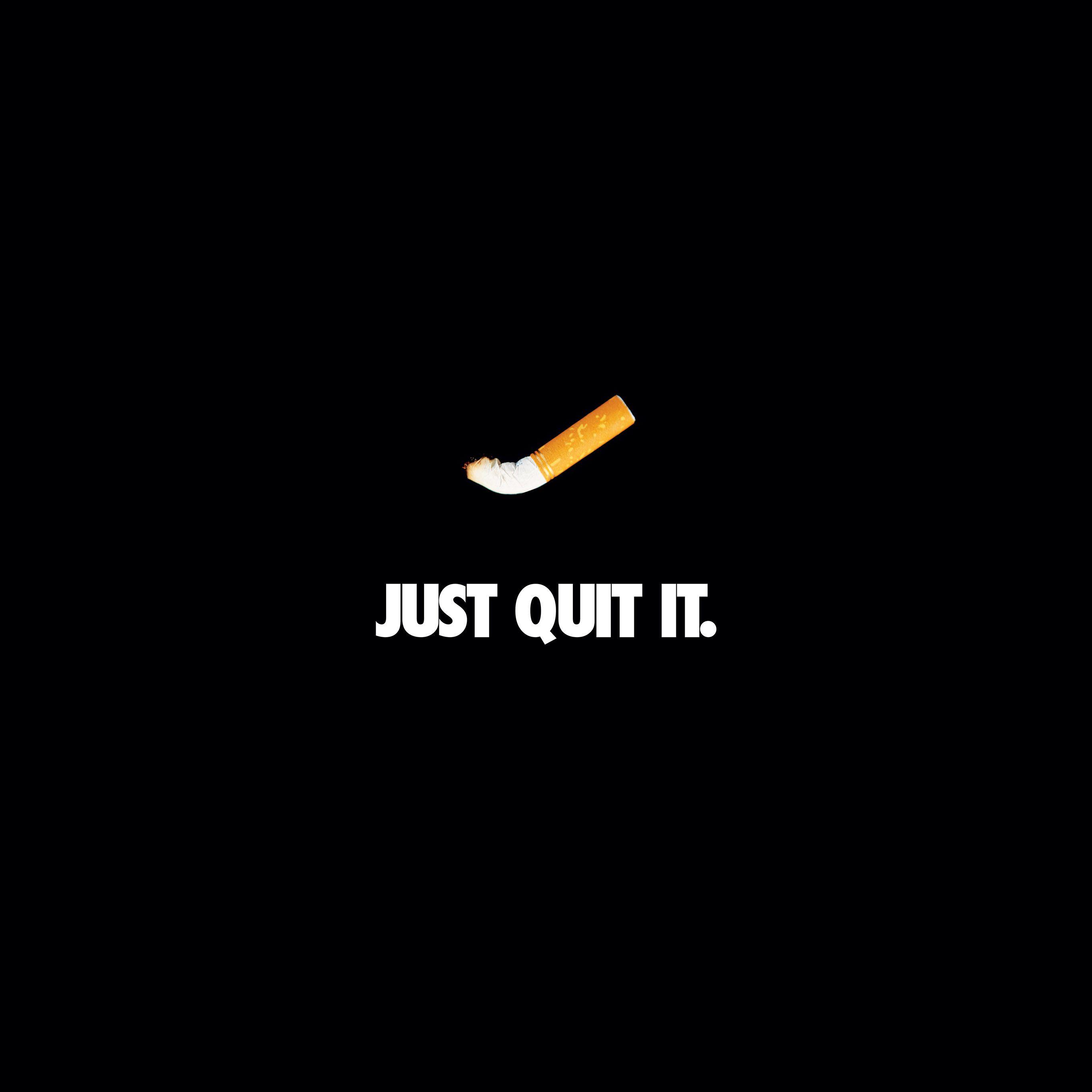 2732x2732 Just Quit It Nike Smoking Art Minimal Dark Wallpaper