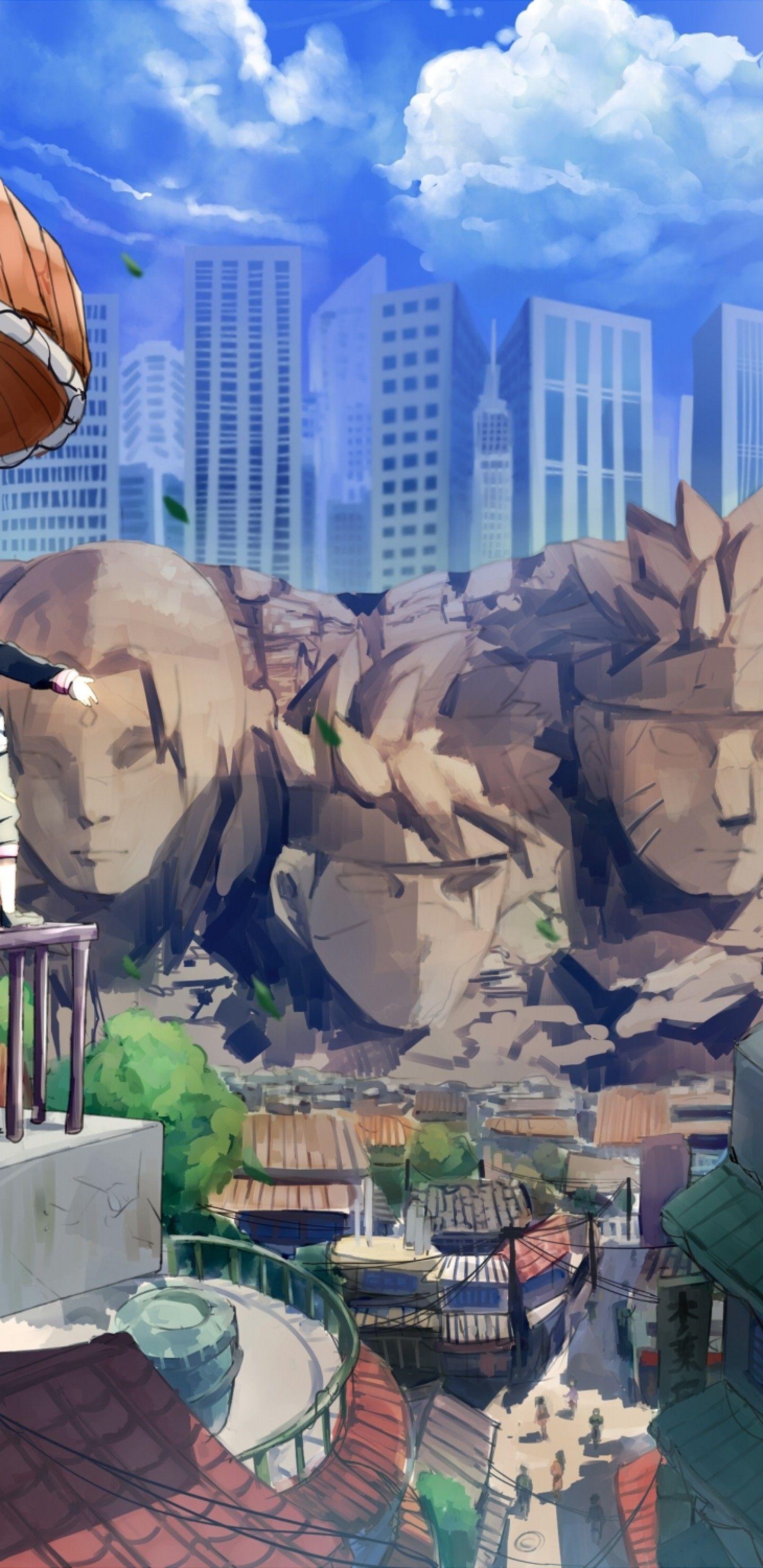 1440x2960 Download 1440x2960 Naruto, Hokages, Statues, Boruto, Uchiha Sarada