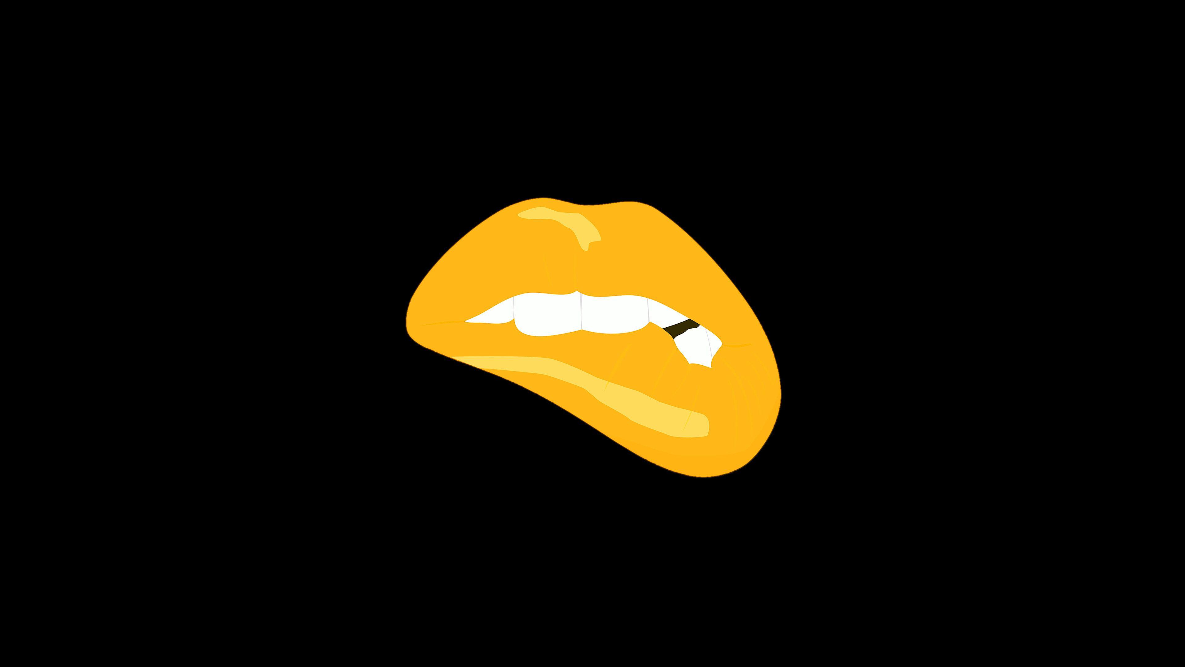 3840x2160 wallpaper for desktop, laptop. biting lips gold black