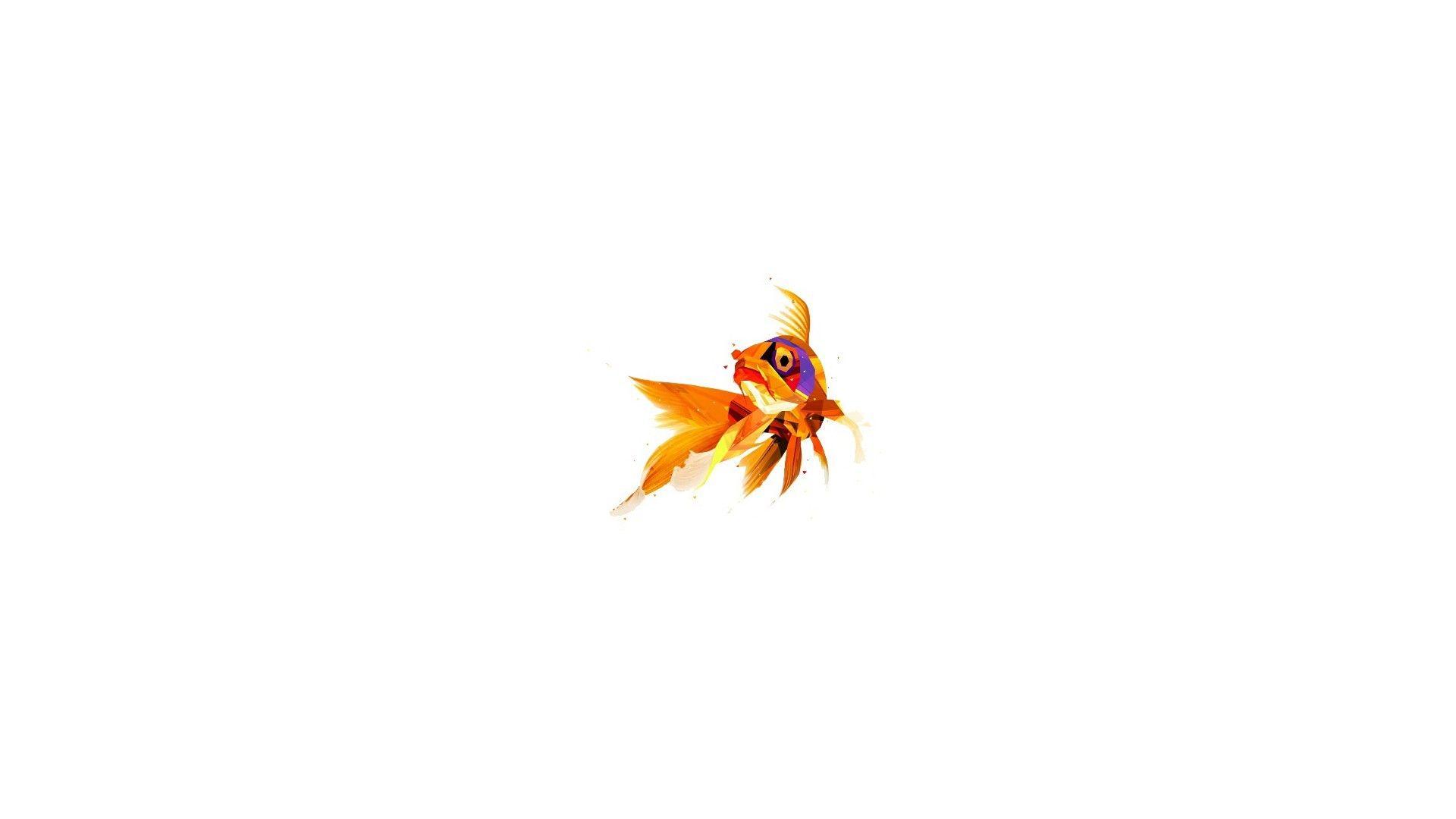 1920x1080 digital Art, Minimalism, Animals, Low Poly, Gold, Fish Wallpaper