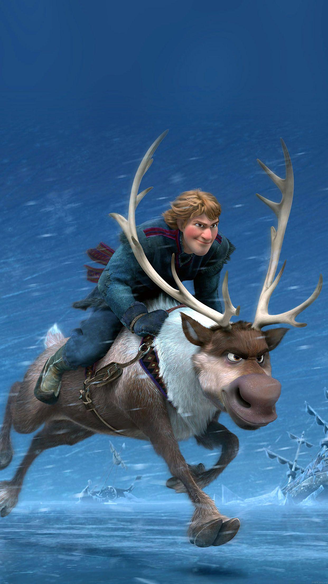 1242x2208 Wallpaper Frozen Running Kristoff Disney