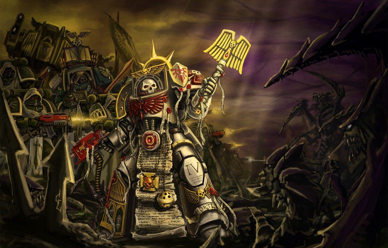 1332x850 Wallpaper soldiers, Angels, warhammer 40k, space Marines, tyranids
