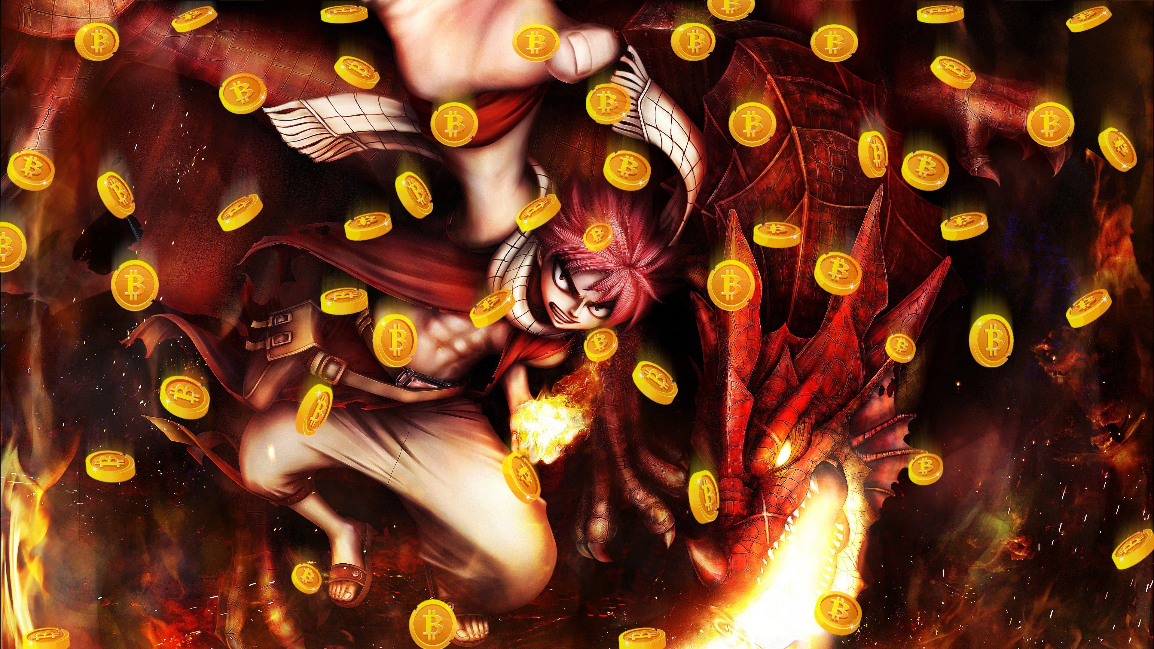 3840x2160 Bitcoins From Above Natsu And Dragon Igneel Fairy Tail U7141