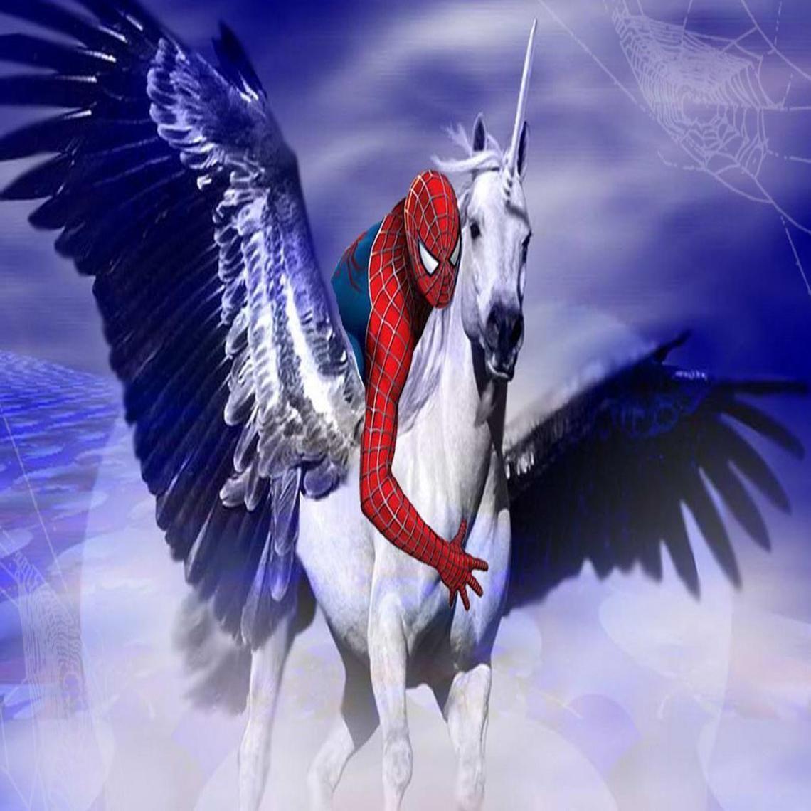 1140x1140 spiderman on a unicorn. Joscelyn 4th unicorn birthday