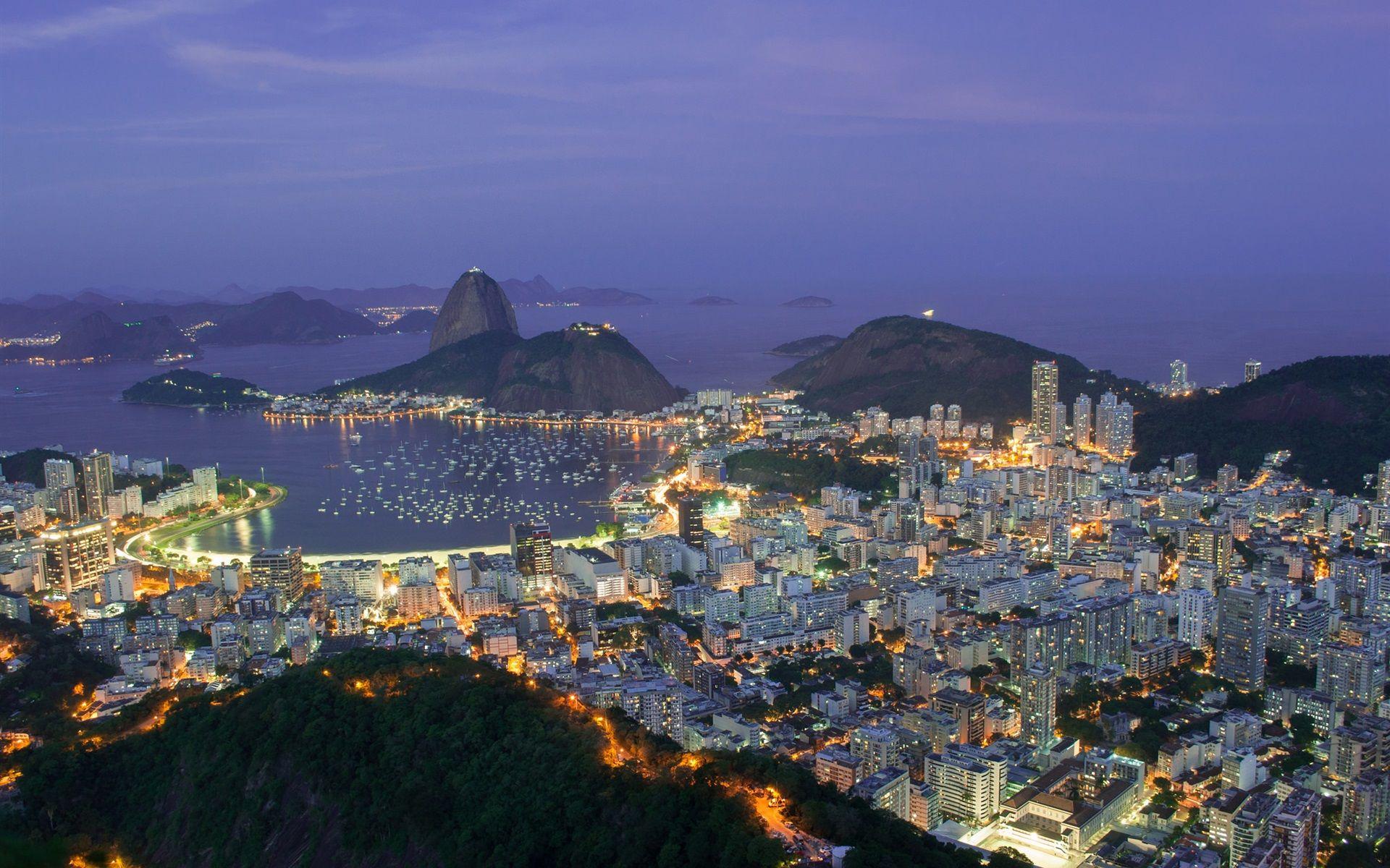 1920x1200 Wallpaper Travel to Brazil, Rio de Janeiro, city evening, lights