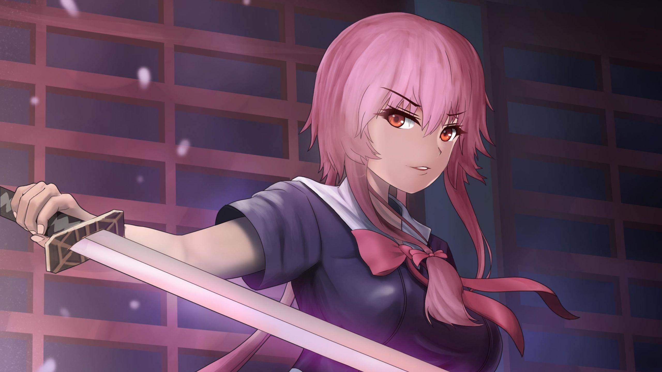 2560x1440 Yuno Gasai From Future Diary 1440P Resolution Wallpaper, HD Anime 4K Wallpaper, Image, Photo and Background