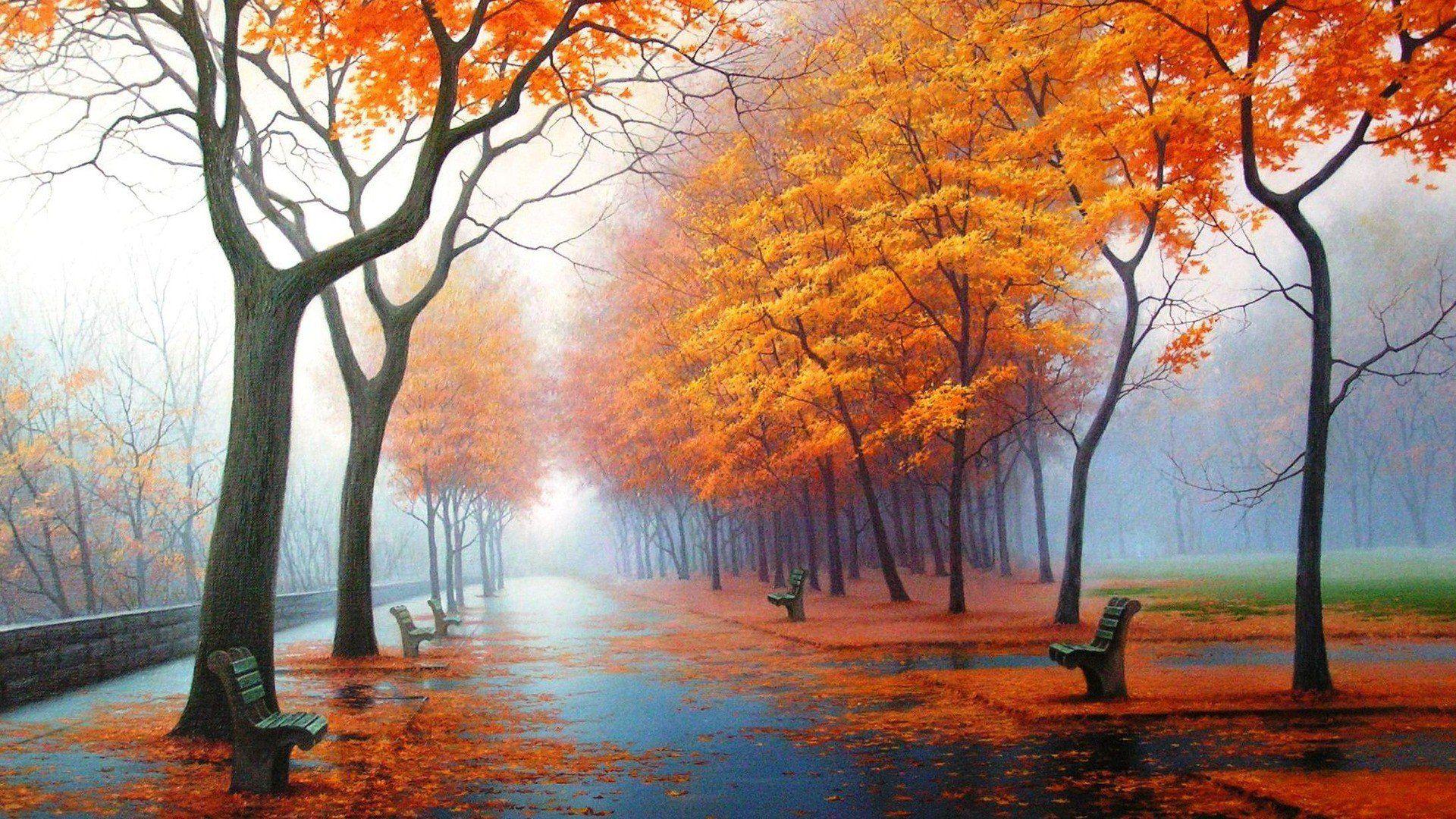 1920x1080 Autumn Trees Pure HD wallpaper