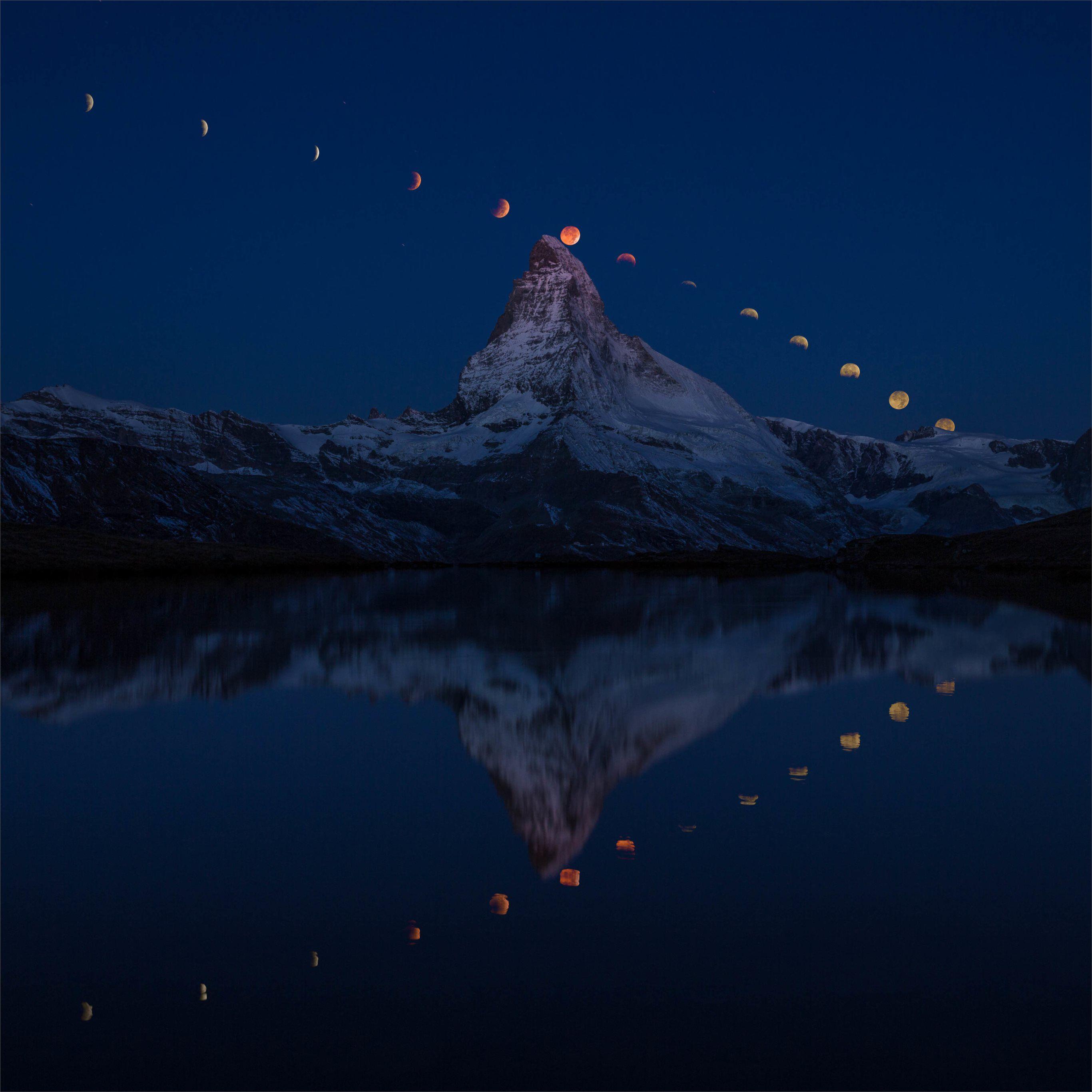 2732x2732 super moon matterhorn 5k iPad Pro Wallpaper Free Download