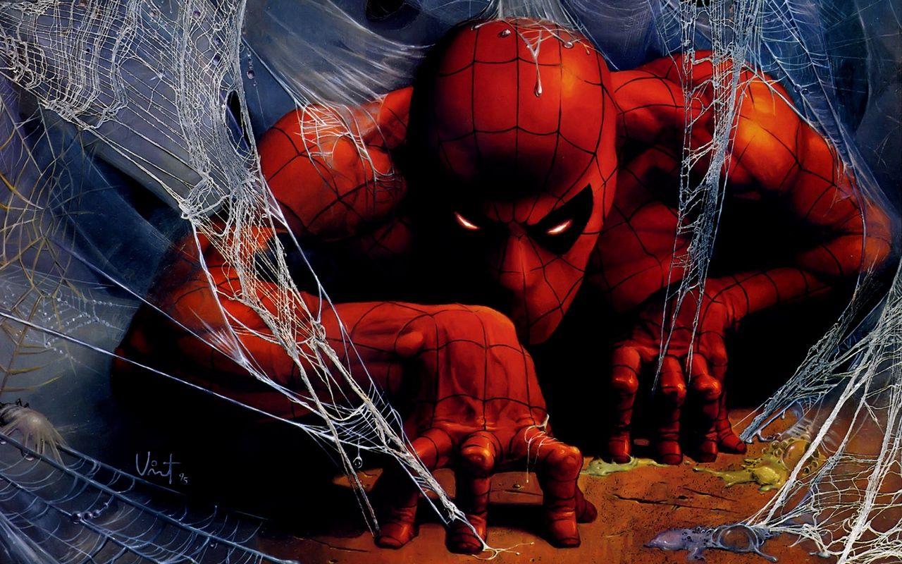 1280x800 Download wallpaper 1280x800 spider man, spiderman, web, art
