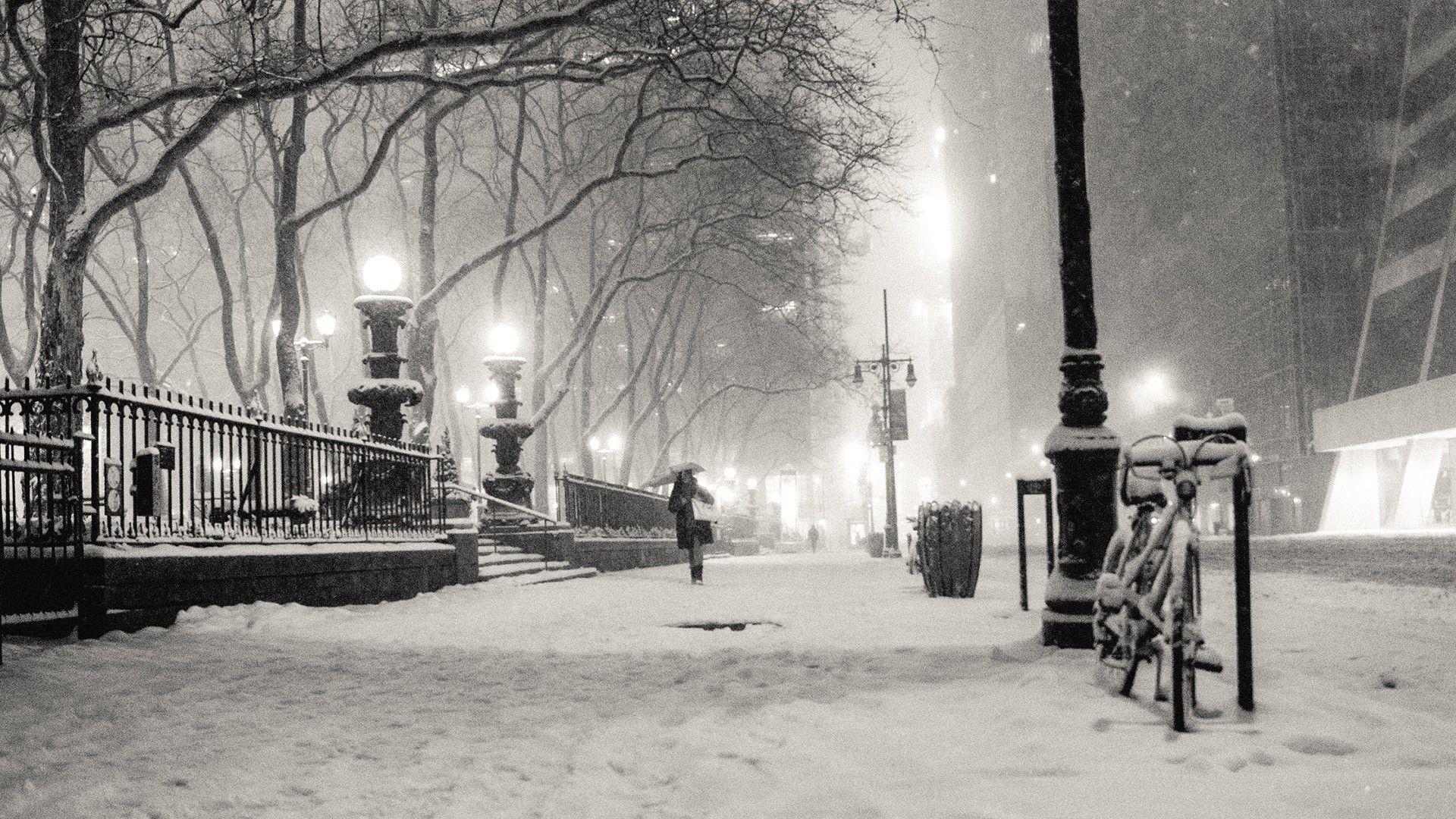 1920x1080 Free download Wallpaper black and white winter snow New York City