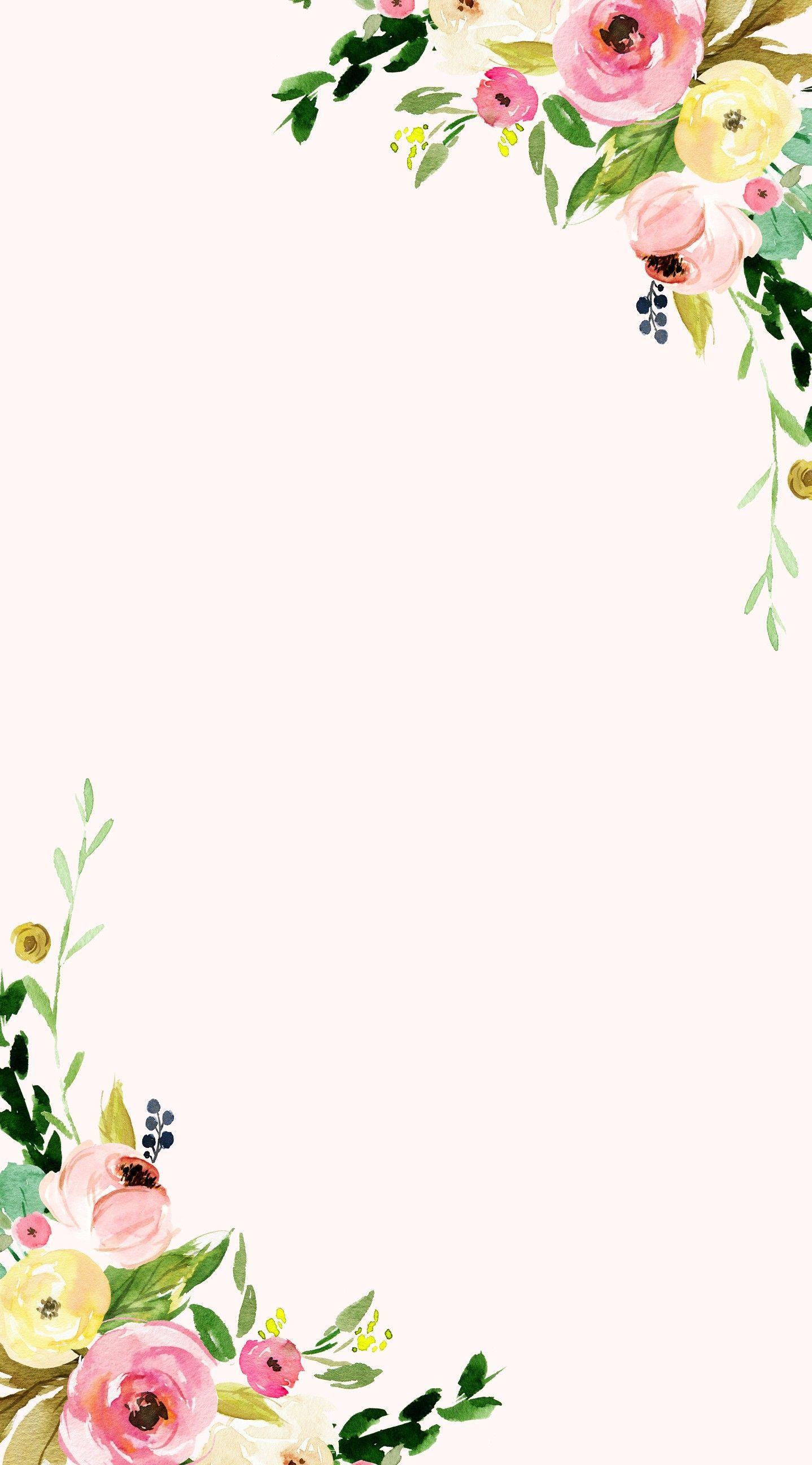 1438x2592 Floral on white background wallpaper. Floral watercolor, Floral