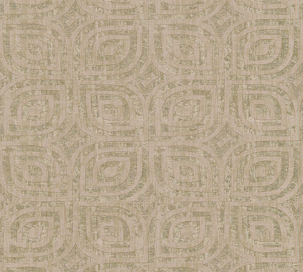 1000x900 Siena Abstract Geometric Wall Paper Brown Metallic 327374