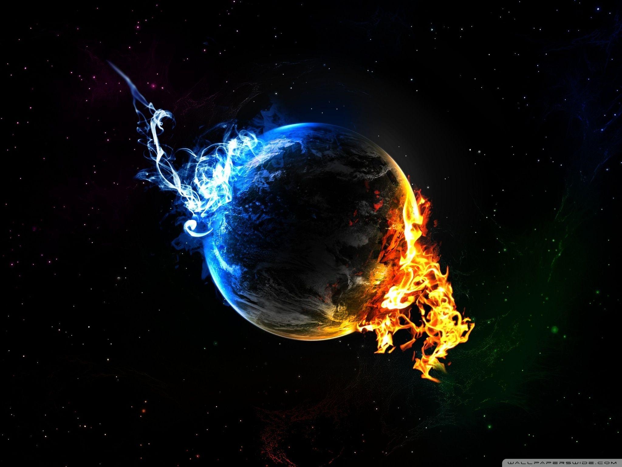 2048x1536 Water Fire Elements Ultra HD Desktop Background Wallpaper for 4K