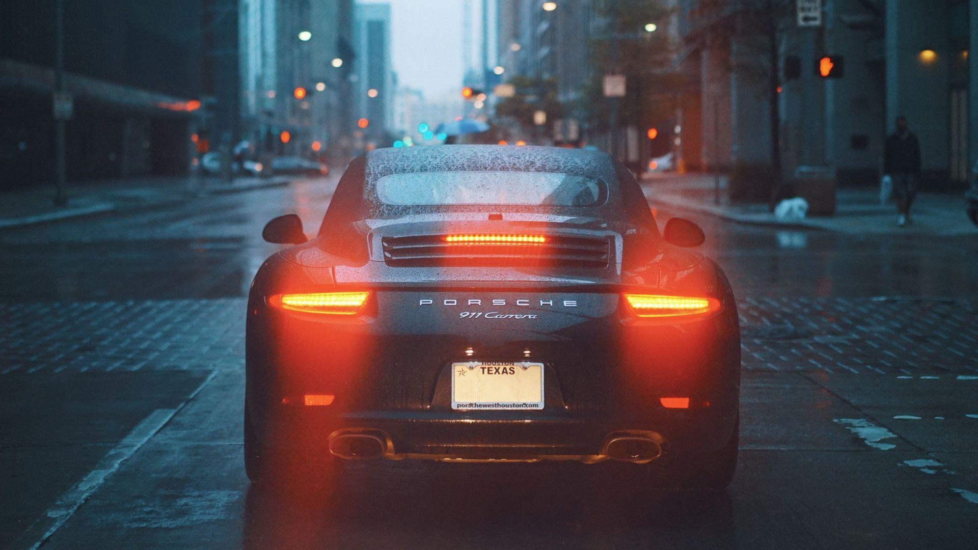 1920x1080 Download wallpaper: Porsche 911 Carrera on rainy streets 1920x1080