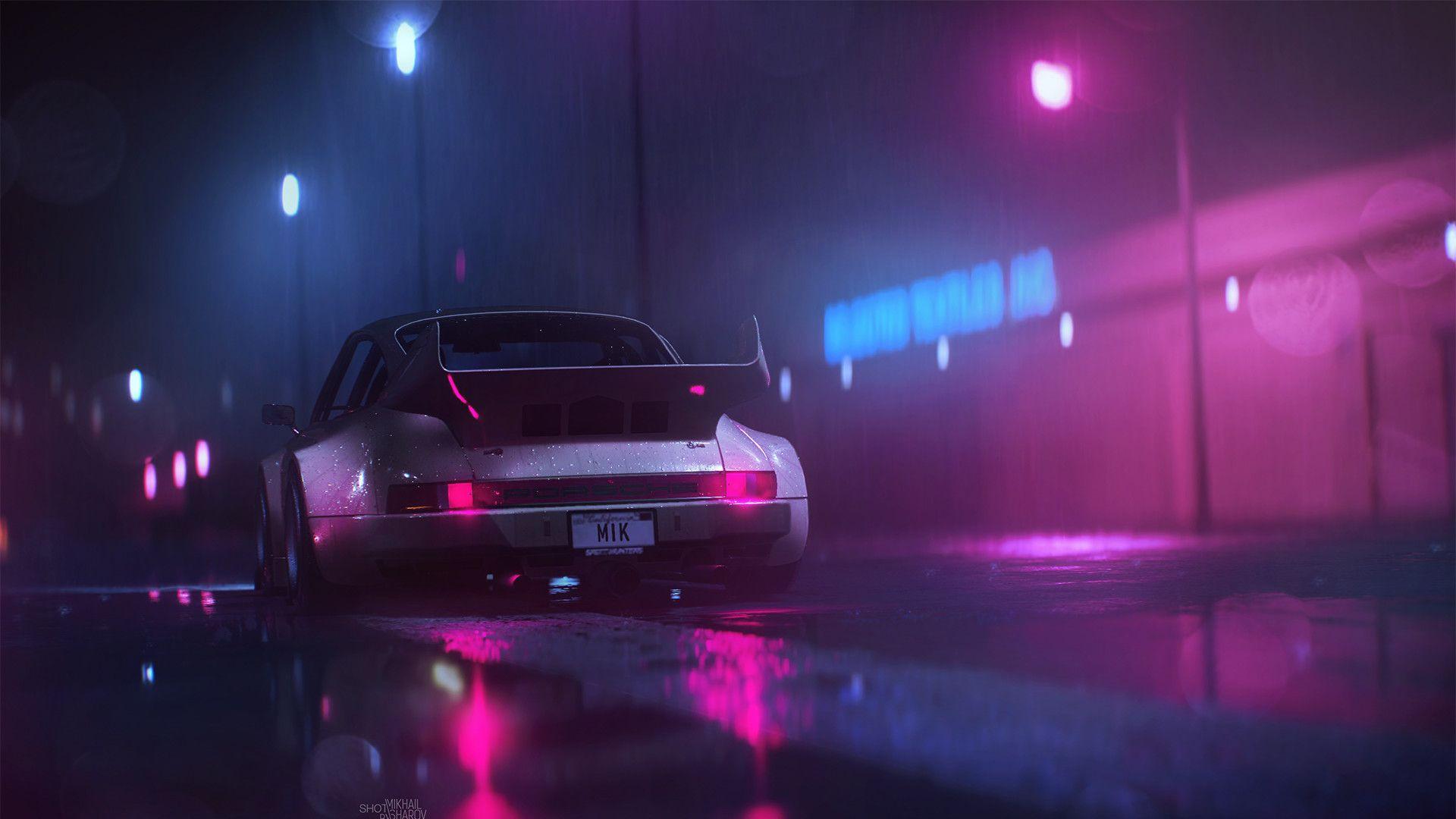 1920x1080 Porsche in neon light [1920X1080]