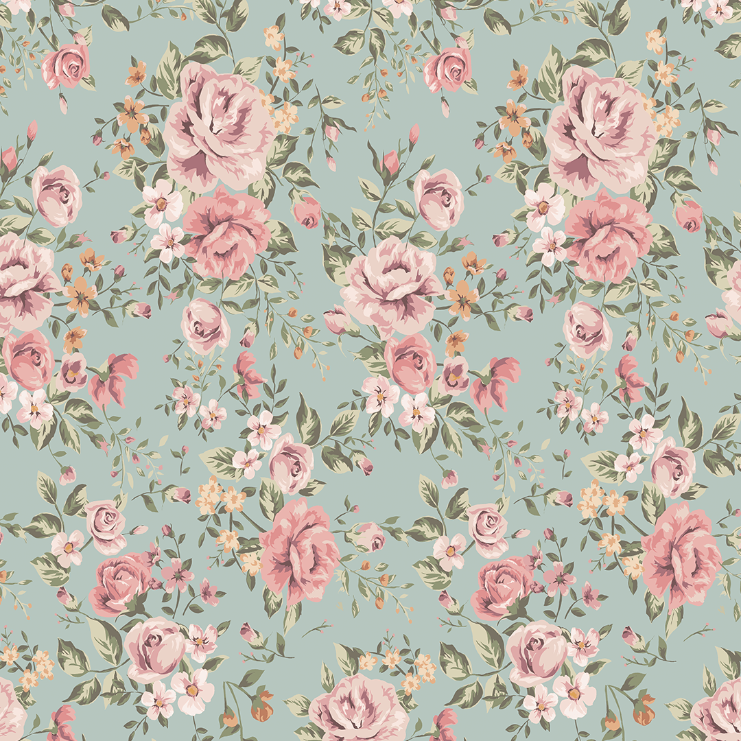 1080x1080 Cutesie Floral Wallpaper Mural. Cute Nursery Wallpaper