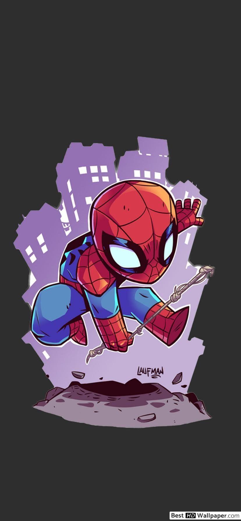 828x1792 Chibi Cute Spiderman Wallpaper