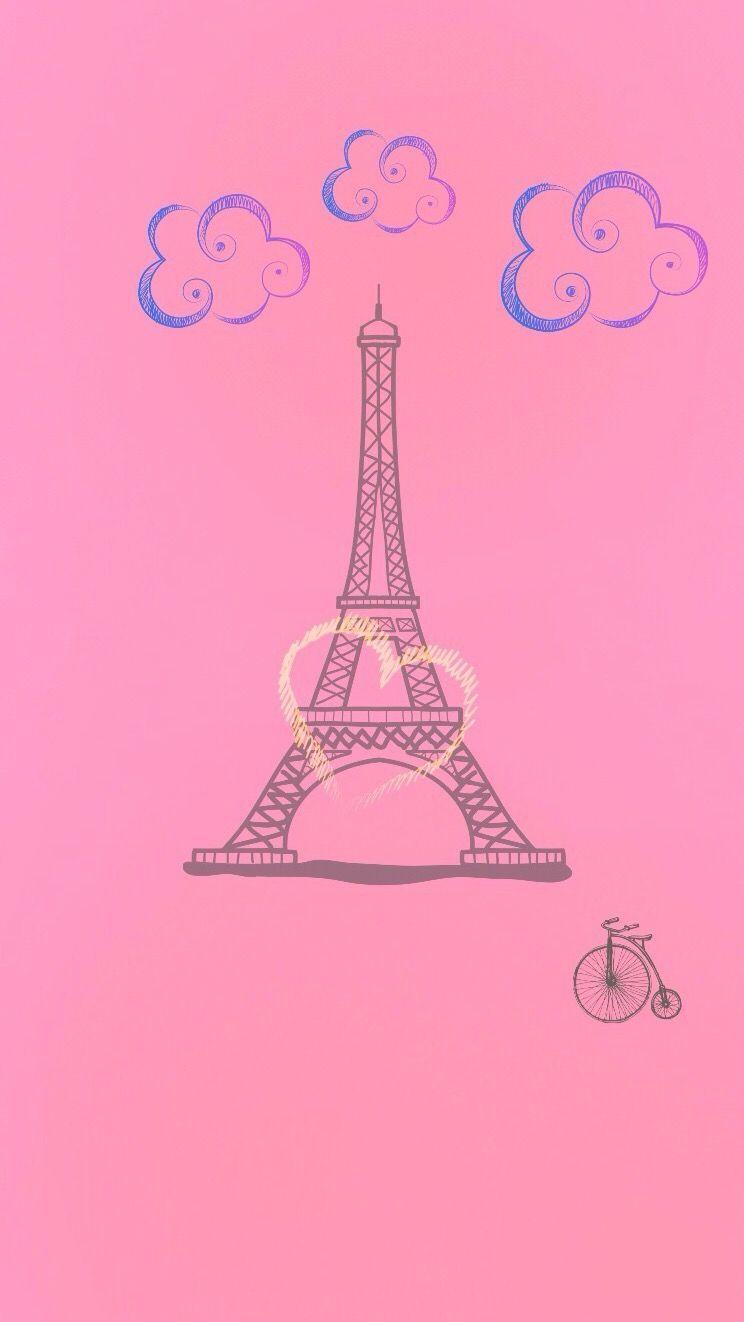 744x1322 Tháp Eiffel màu hồng Paris hình nền điện thoại iphone khóa nền